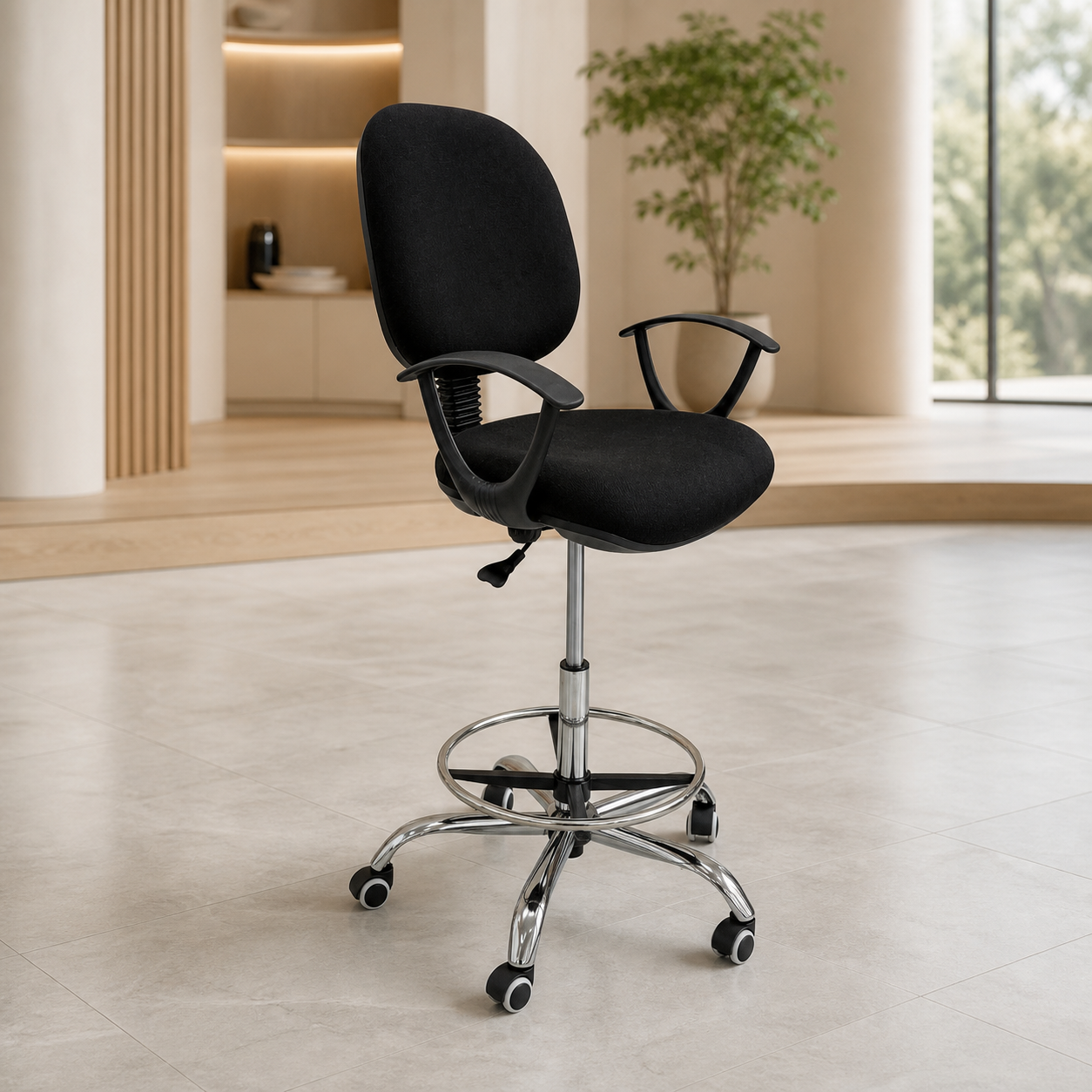 Silla de Oficina Alta Negra 2 en ambiente exterior