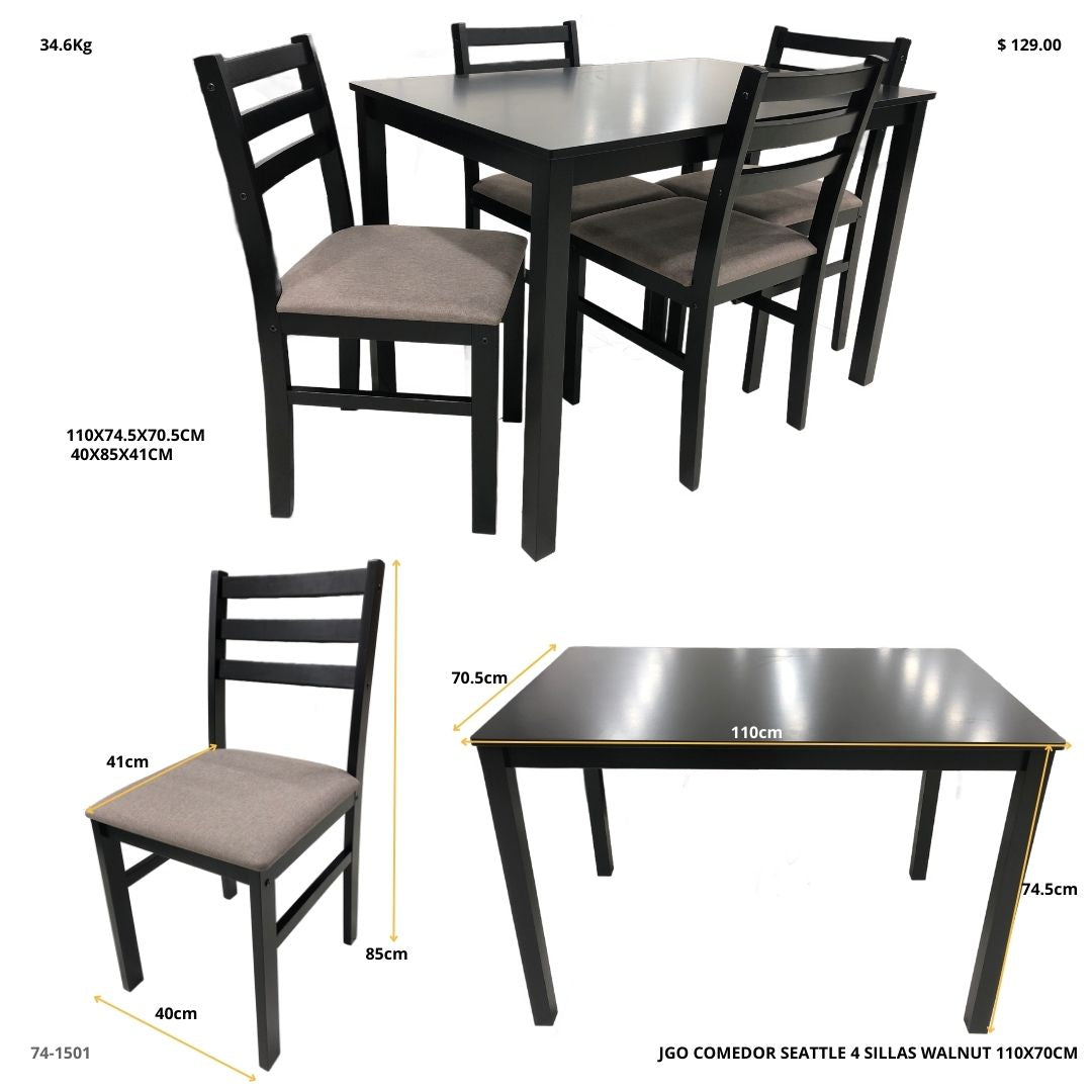 JUEGO COMEDOR SEATTLE 4 SILLAS