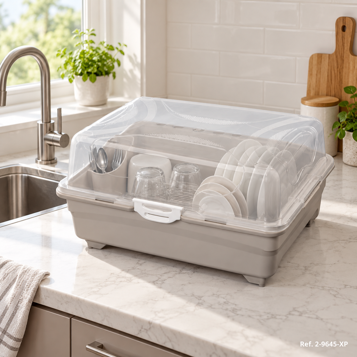 Portavajilla escurridor gigante taupe en ambiente - Ref. 2-9645-XP
