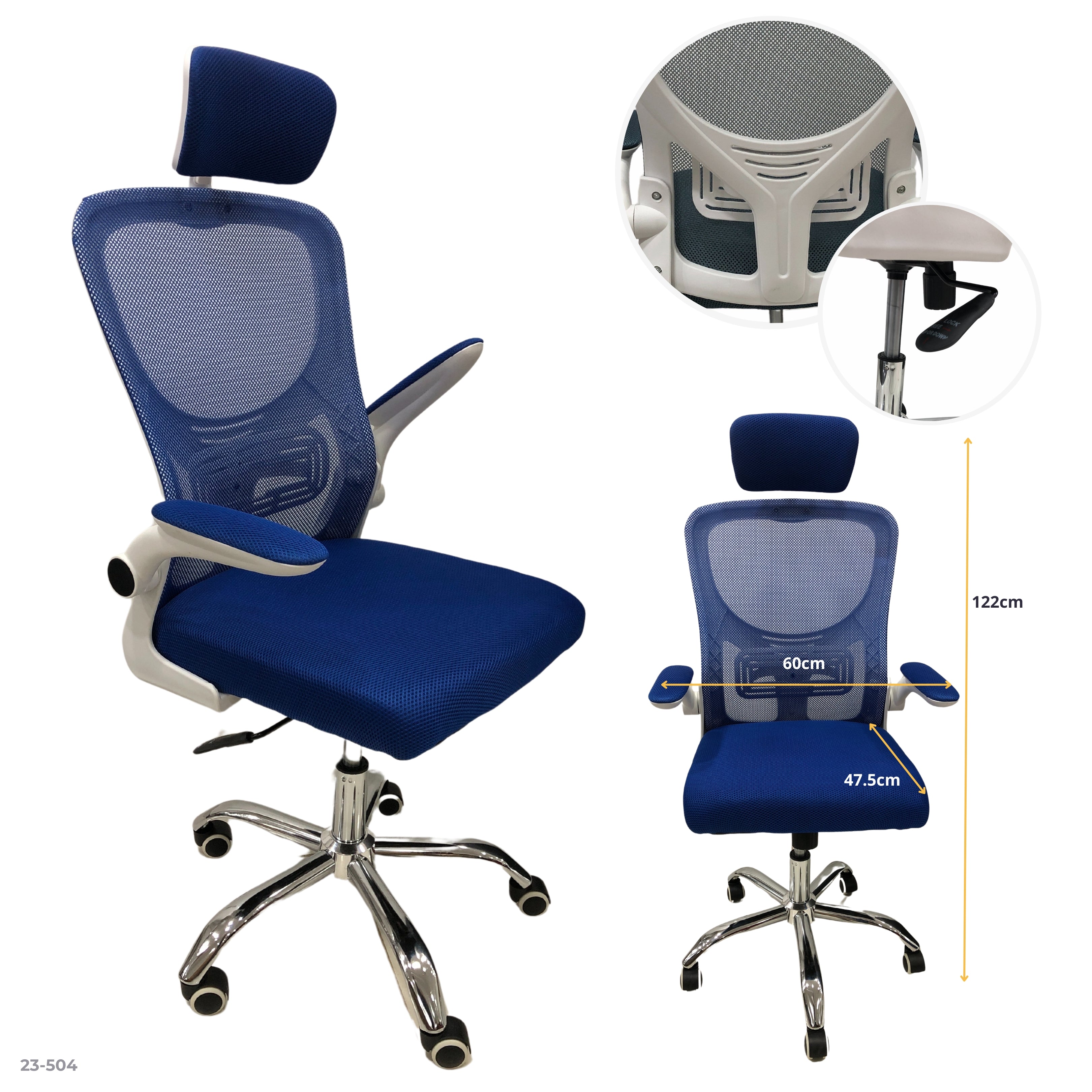 SILLA DE OFICINA AZUL/BASE METAL