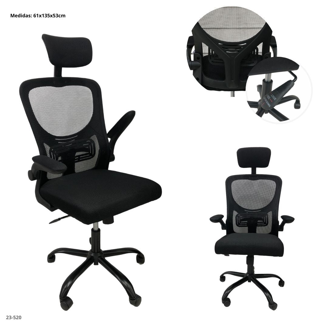 Silla de oficina ergonómica negra 23-520