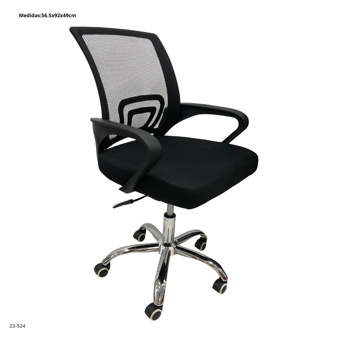 Silla de Oficina Negra/Base Metal Cromado - foto de producto - Ref. 23-524