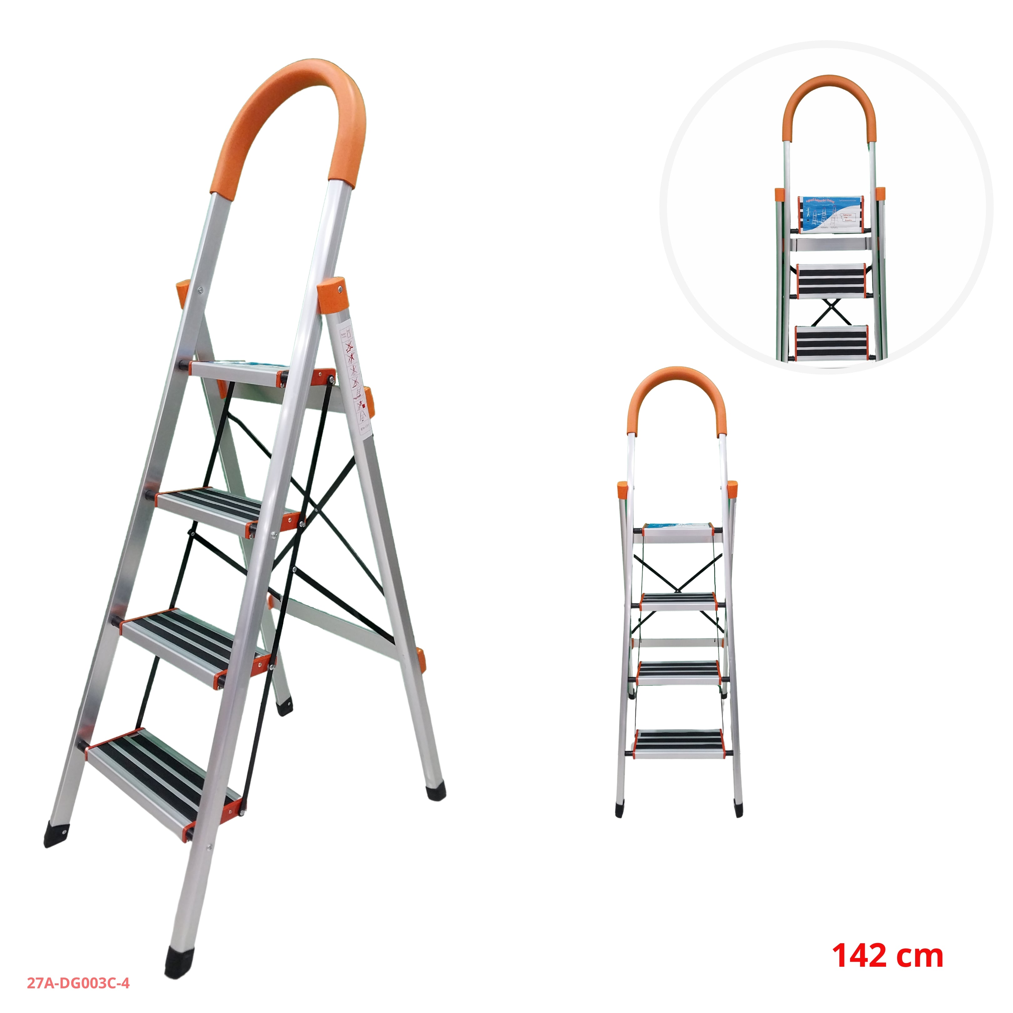 Escalera doméstica de aluminio 4 peldaños 27A-DG003C-4
