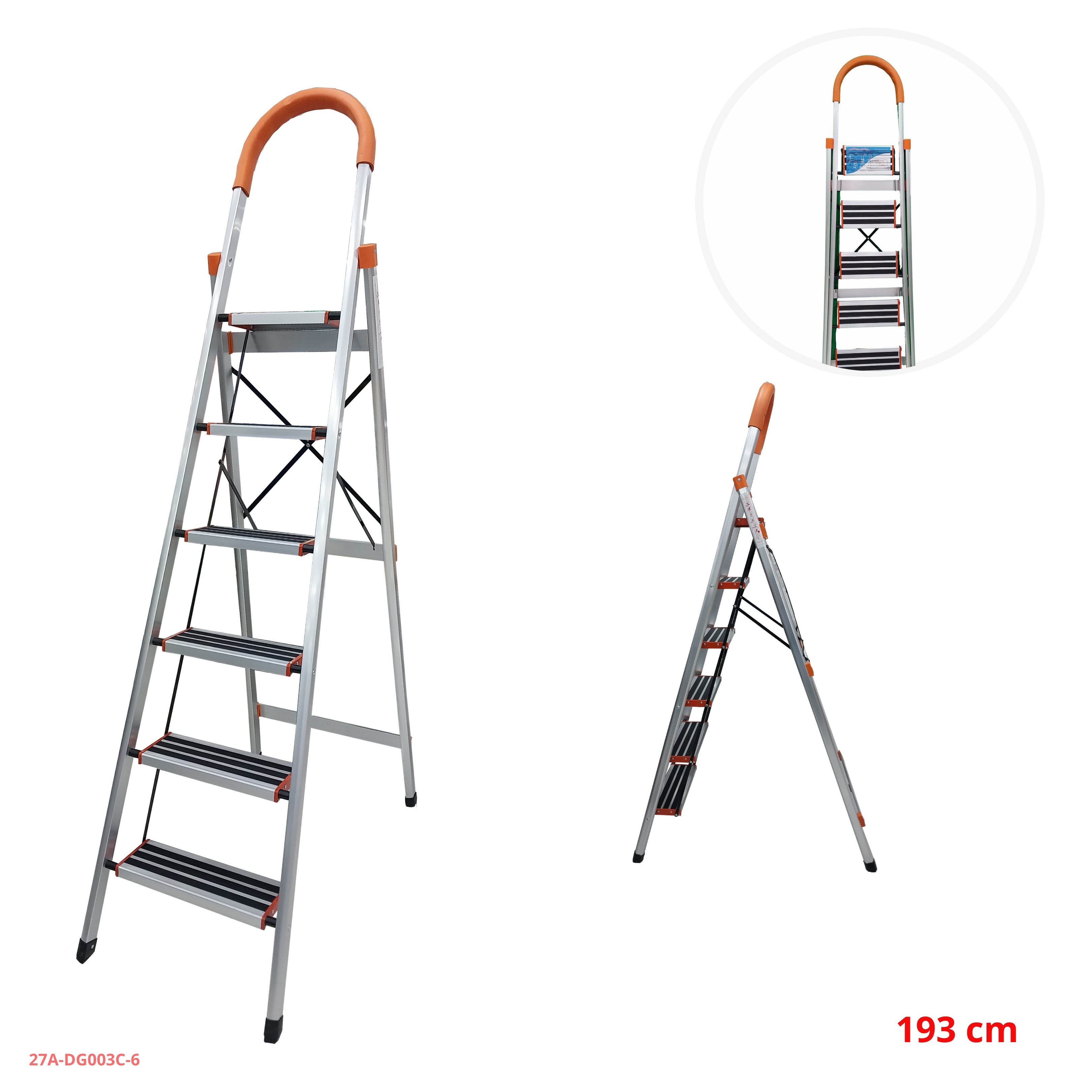 Escalera doméstica de aluminio 6 peldaños 27A-DG003C-6