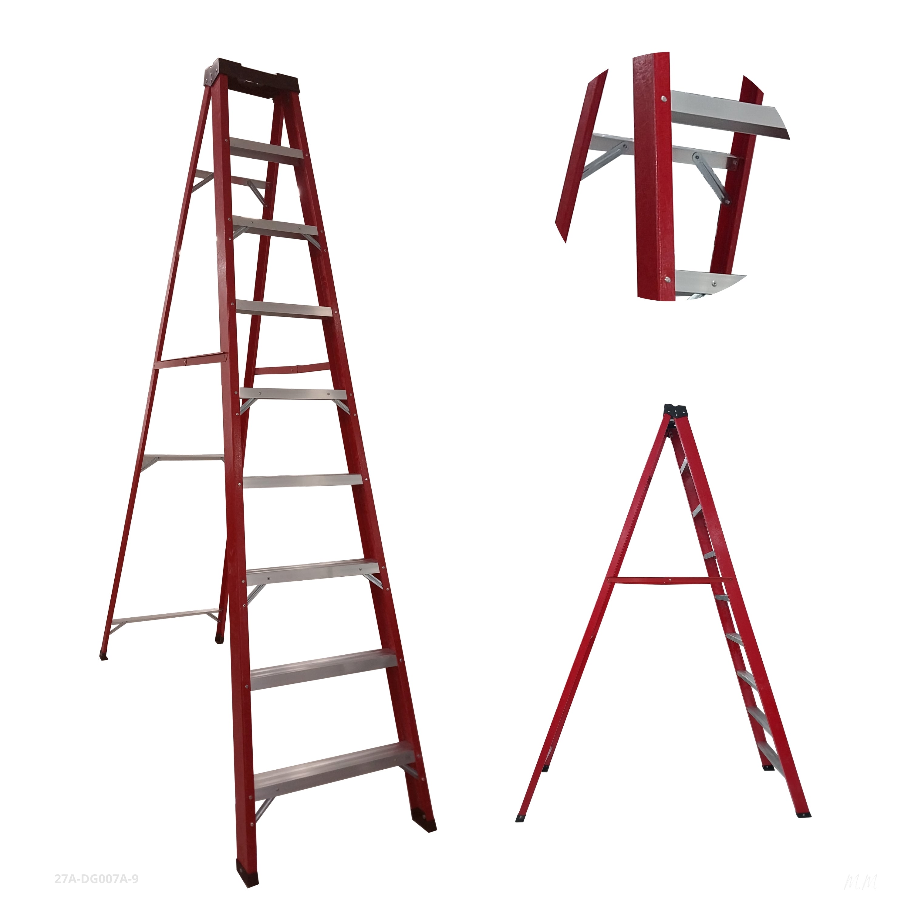 Escalera de mano un solo lado 9 peldaños 27A-DG007A-9