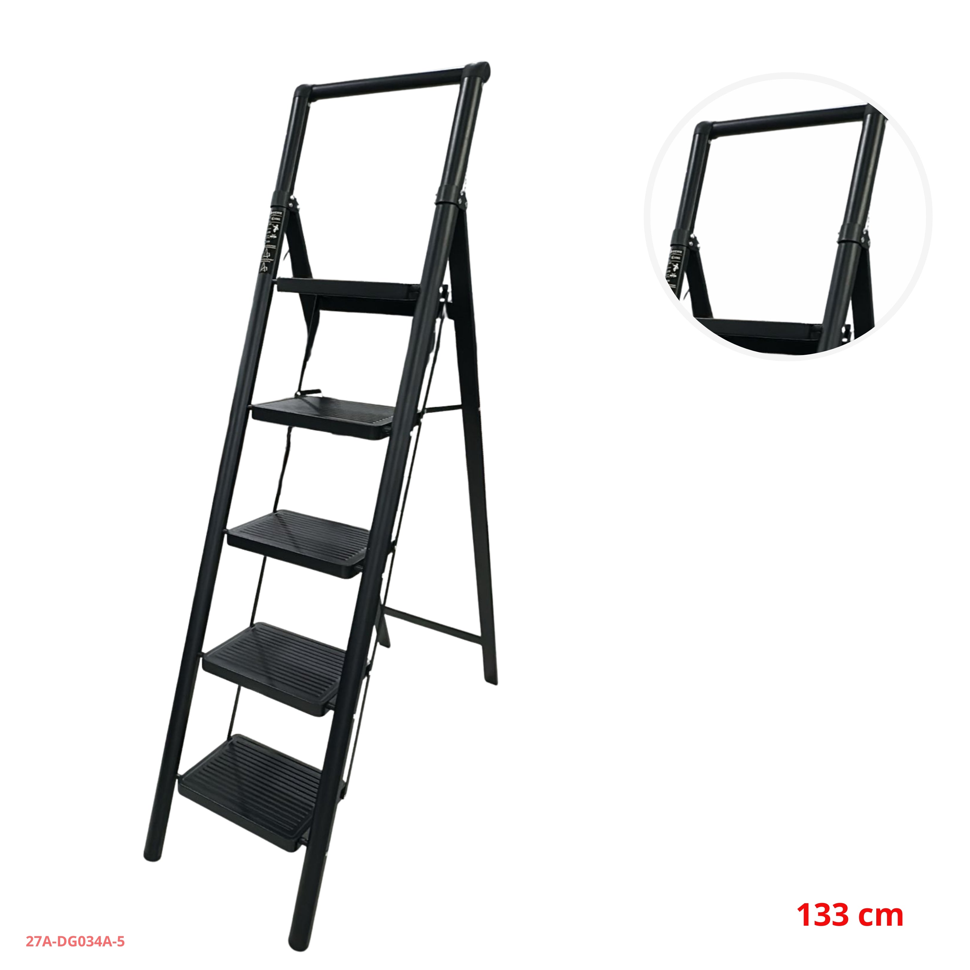 ESCALERA NEGRA DE ACERO 5 PASOS