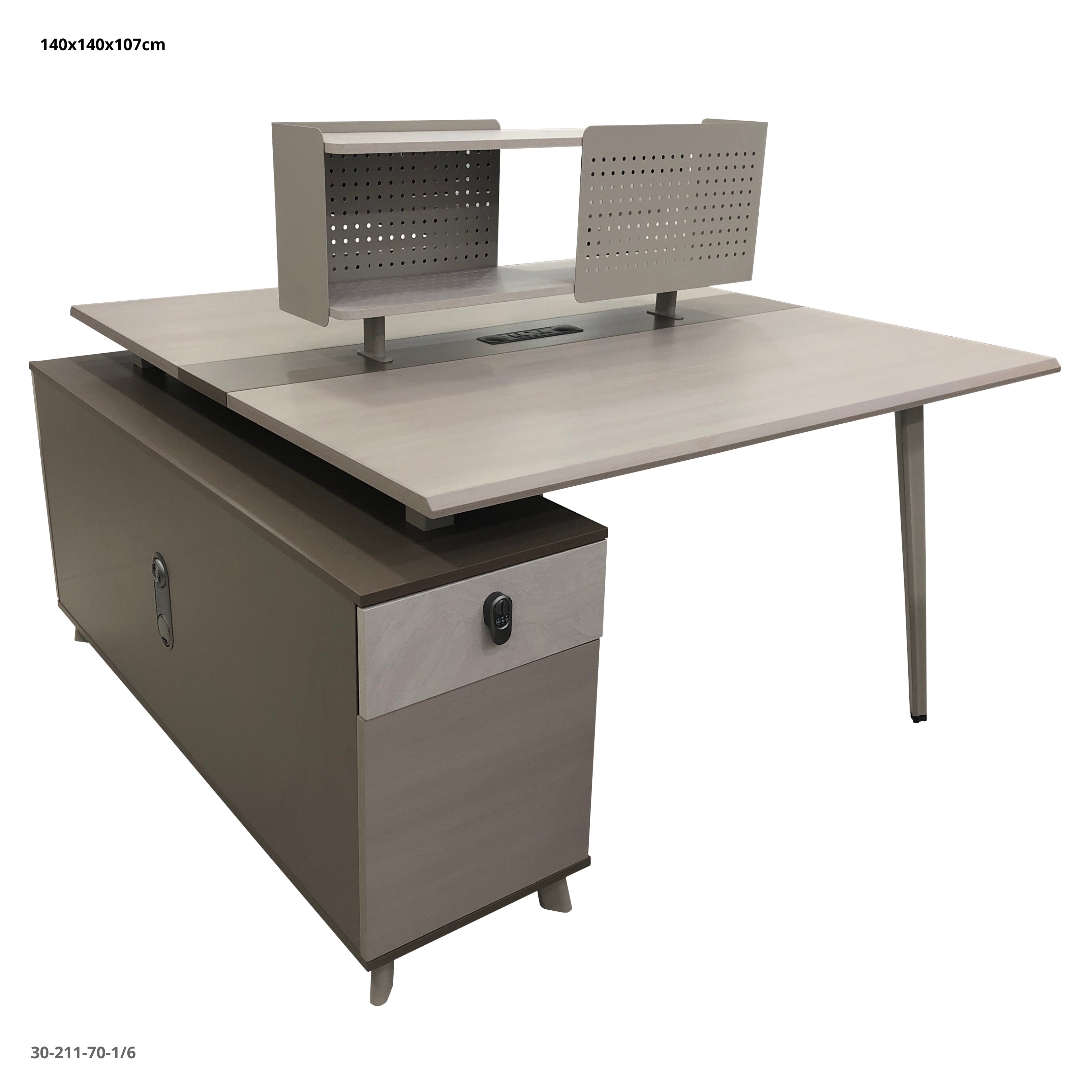 ESTACION DE TRABAJO 2 PUESTOS 140*140*107CM  CON 2 GABINETES