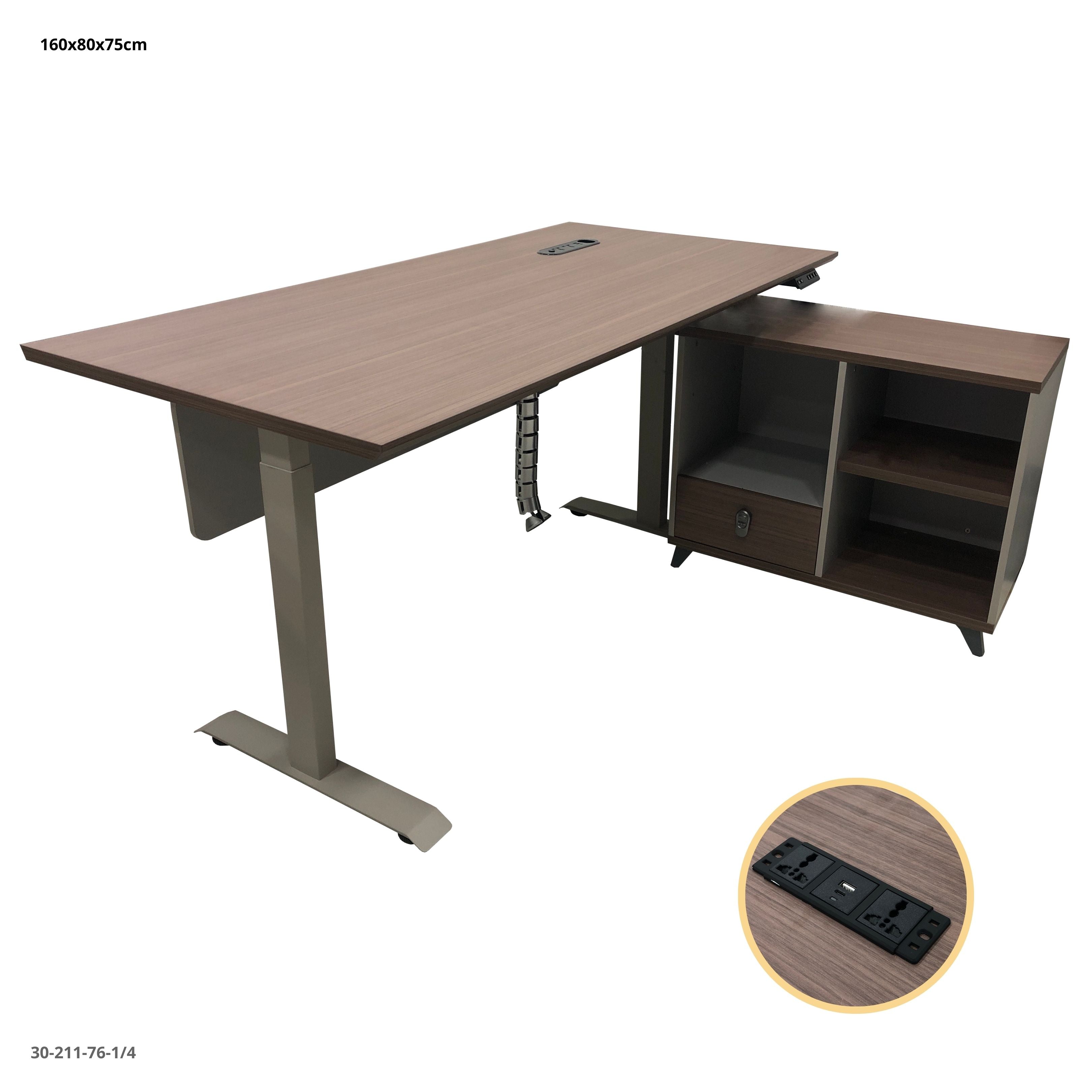 ESCRITORIO L  AJUSTABLE ALTURA  160*80*75CM CON GABINETE