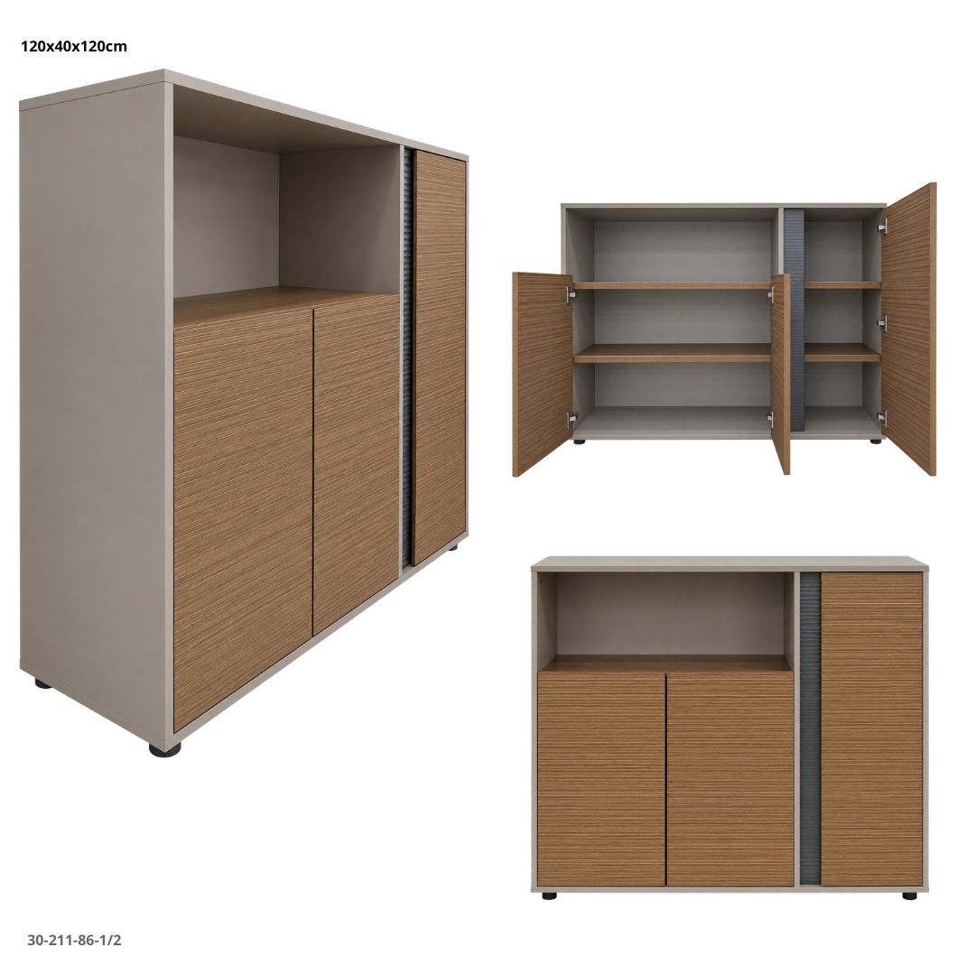 Gabinete de Oficina Khaki y Gris 120x120x40 cm con 2 Puertas - Ref. 30-211-86-1/2