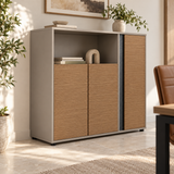 Gabinete de oficina khaki y gris 120x120x40 cm en ambiente de oficina