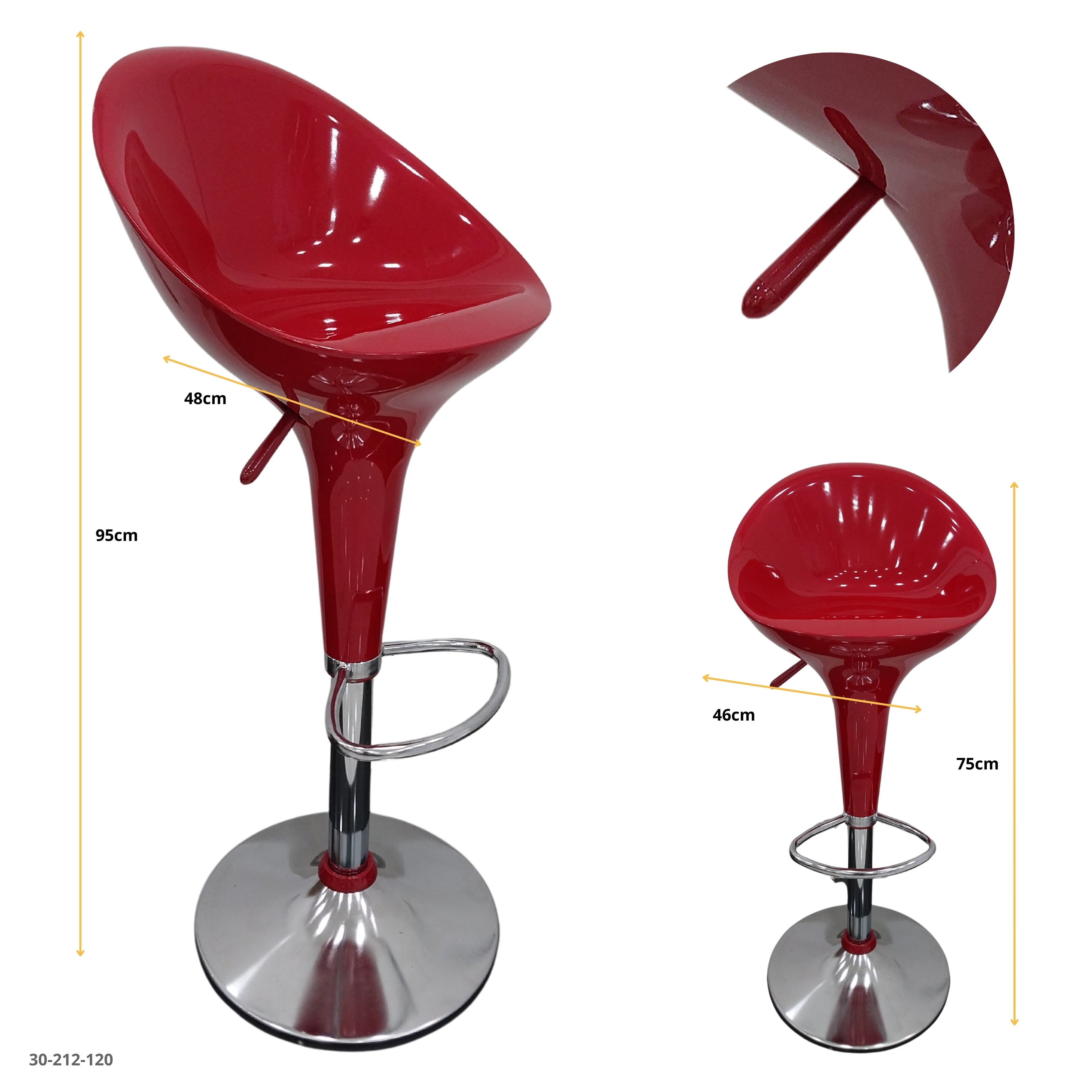 SILLA DE BAR ACRILICO ROJO