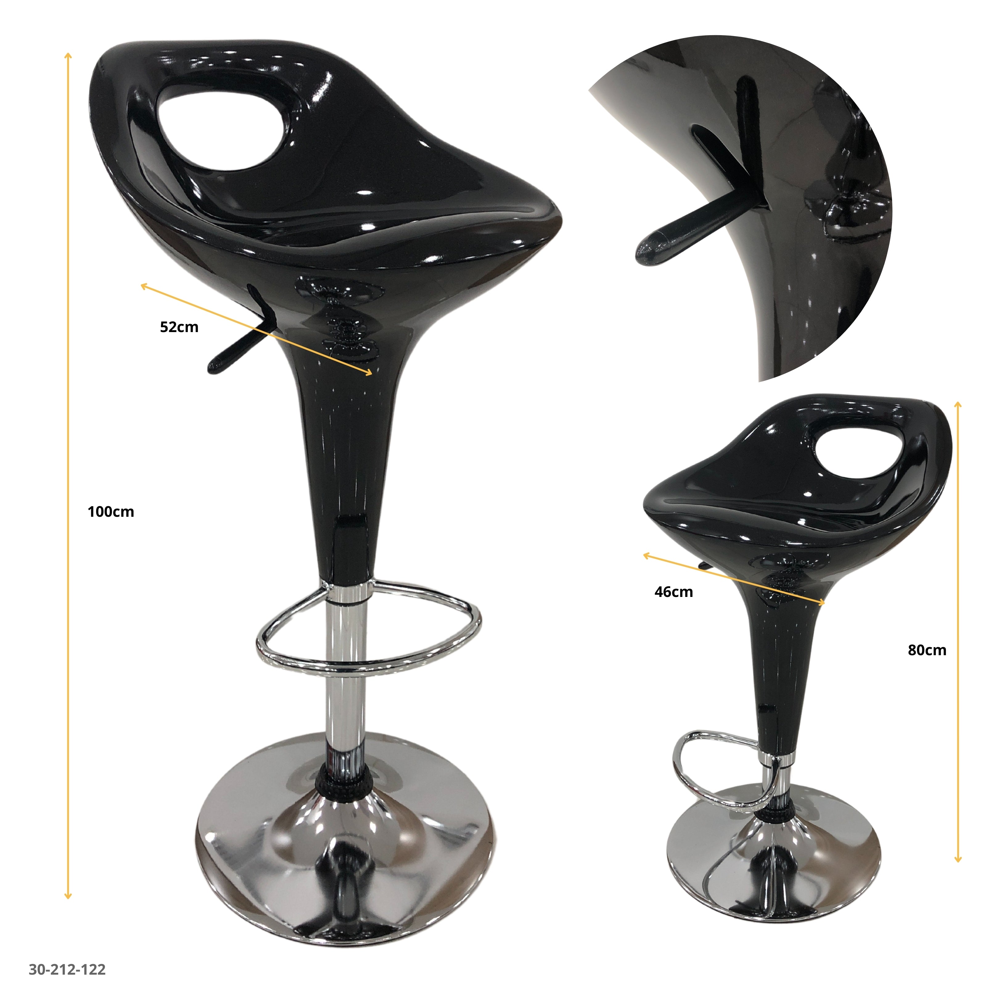 Silla de bar acrilico negro - 30-212-122
