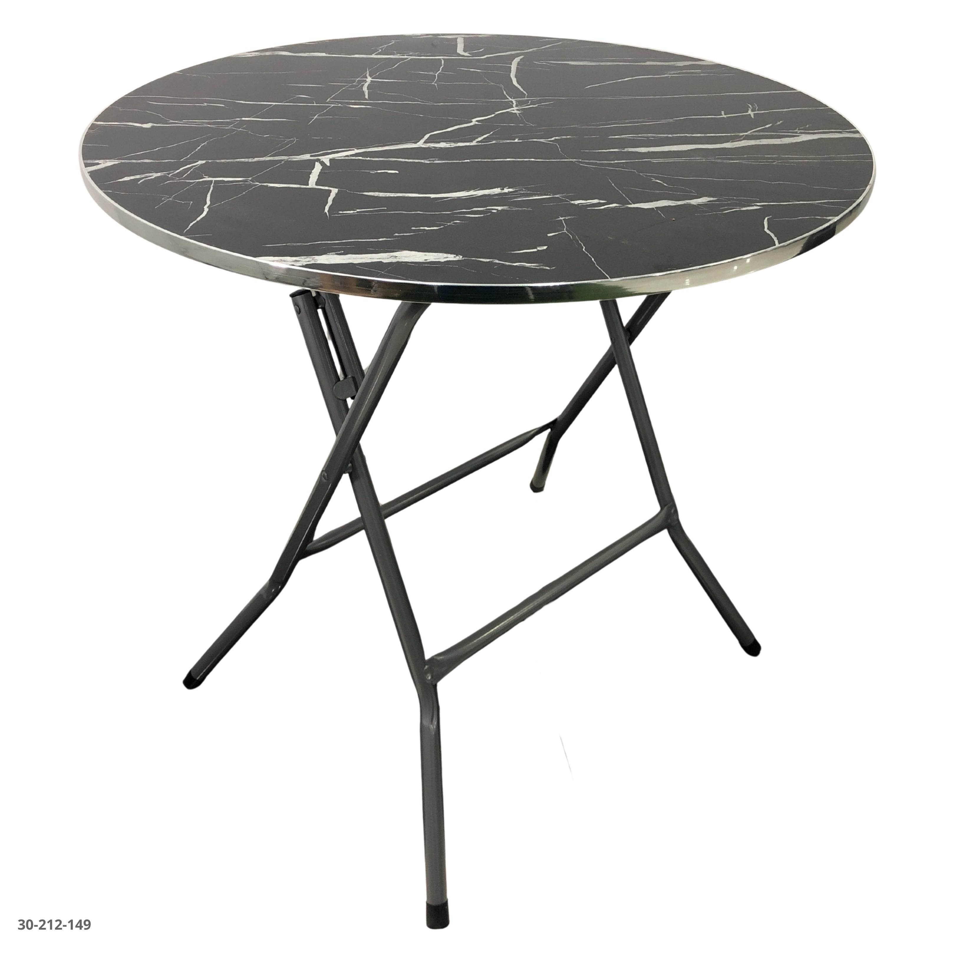 MESA REDONDA NEGRA C/BORDES PLATEADO