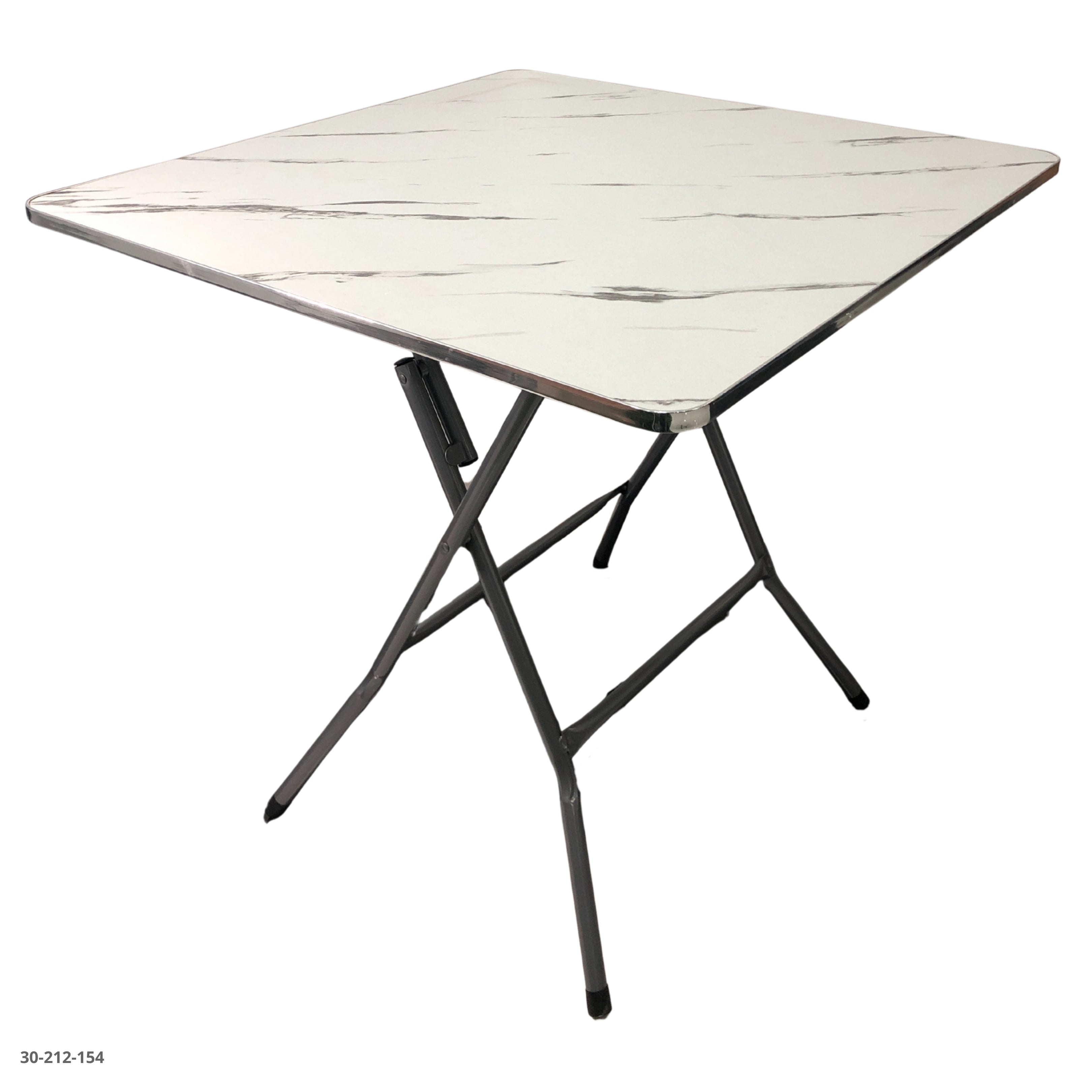 MESA CUADRADA BLANCA C/BORDES PLATEADO