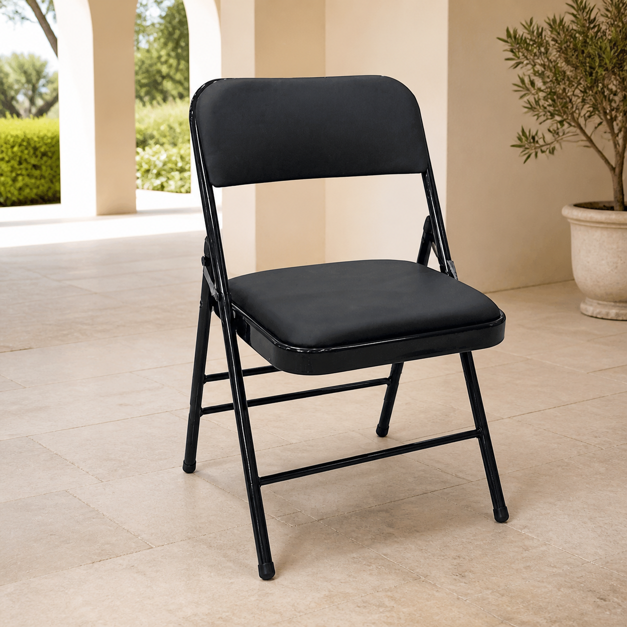 Silla Plegable de Negra en ambiente exterior