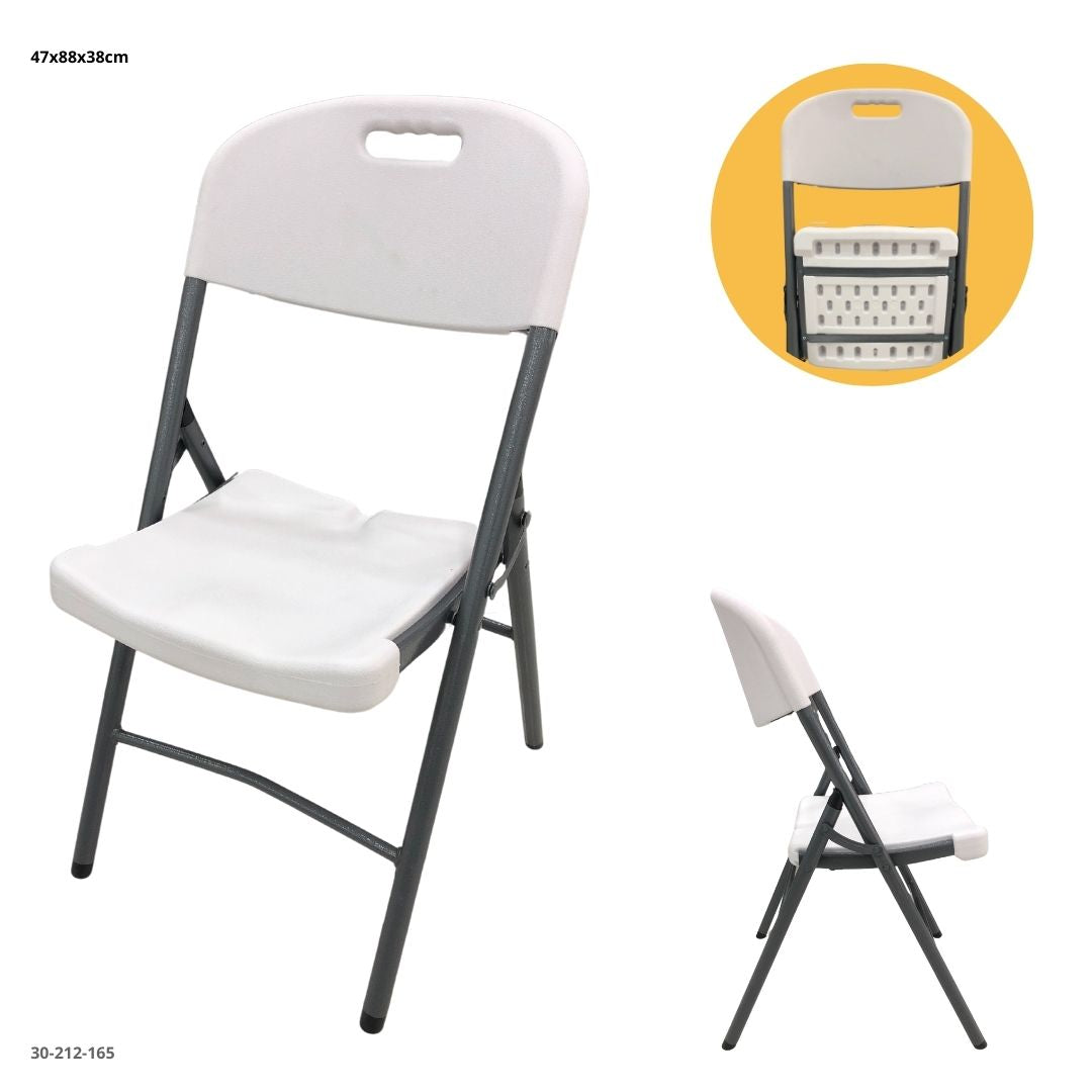 SILLA PLASTICA PLEGABLE BLANCO