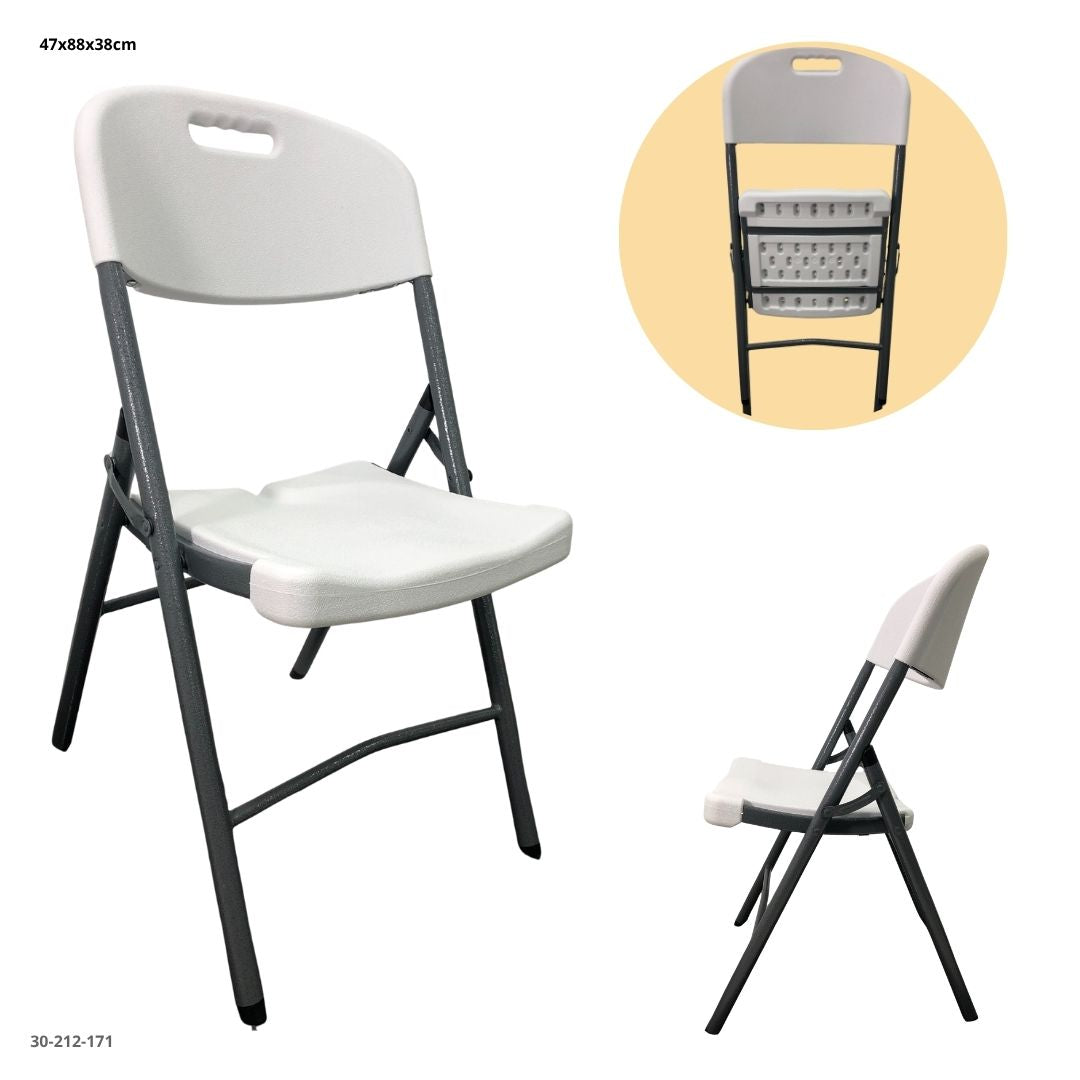 Silla Plástica Plegable Blanca 47x88x38 cm - Ref. 30-212-171