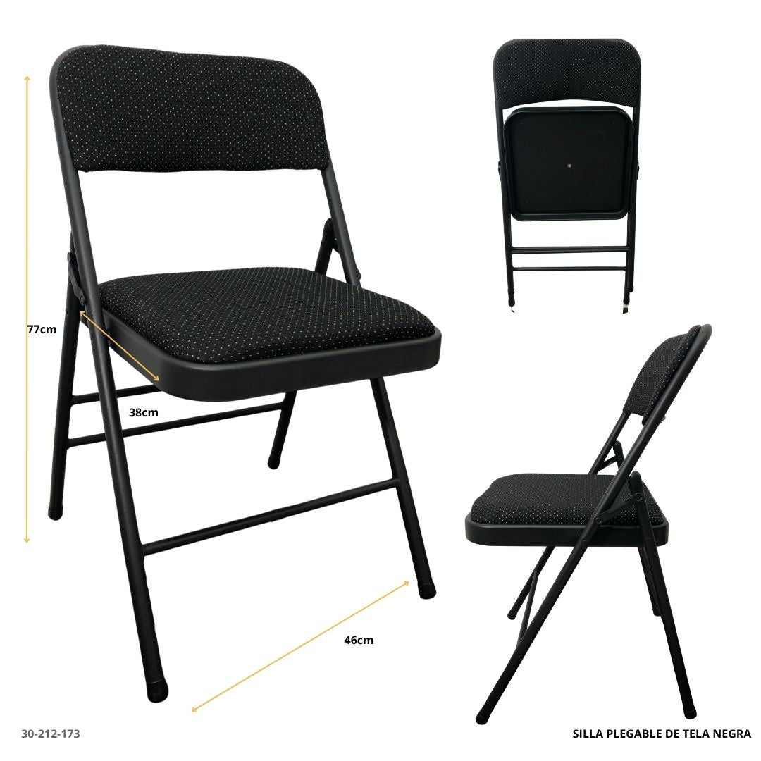 SILLA PLEGABLE DE TELA NEGRA