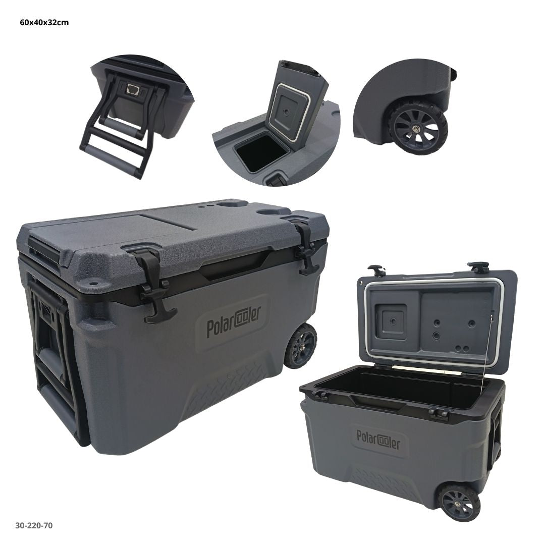 HIELERA C/RUEDAS GRIS OSCURO 39L
