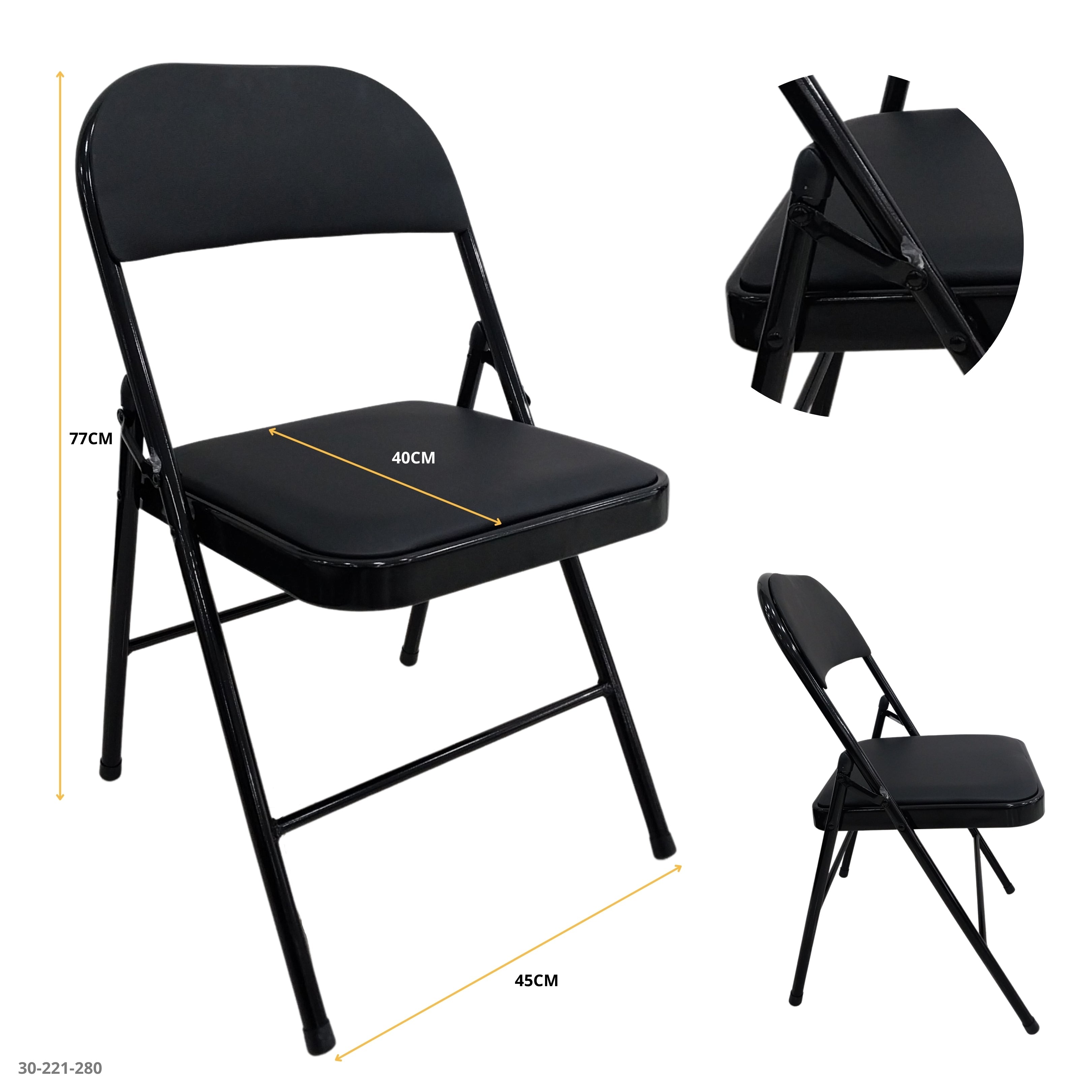 SILLA NEGRA METAL PLEGABLE