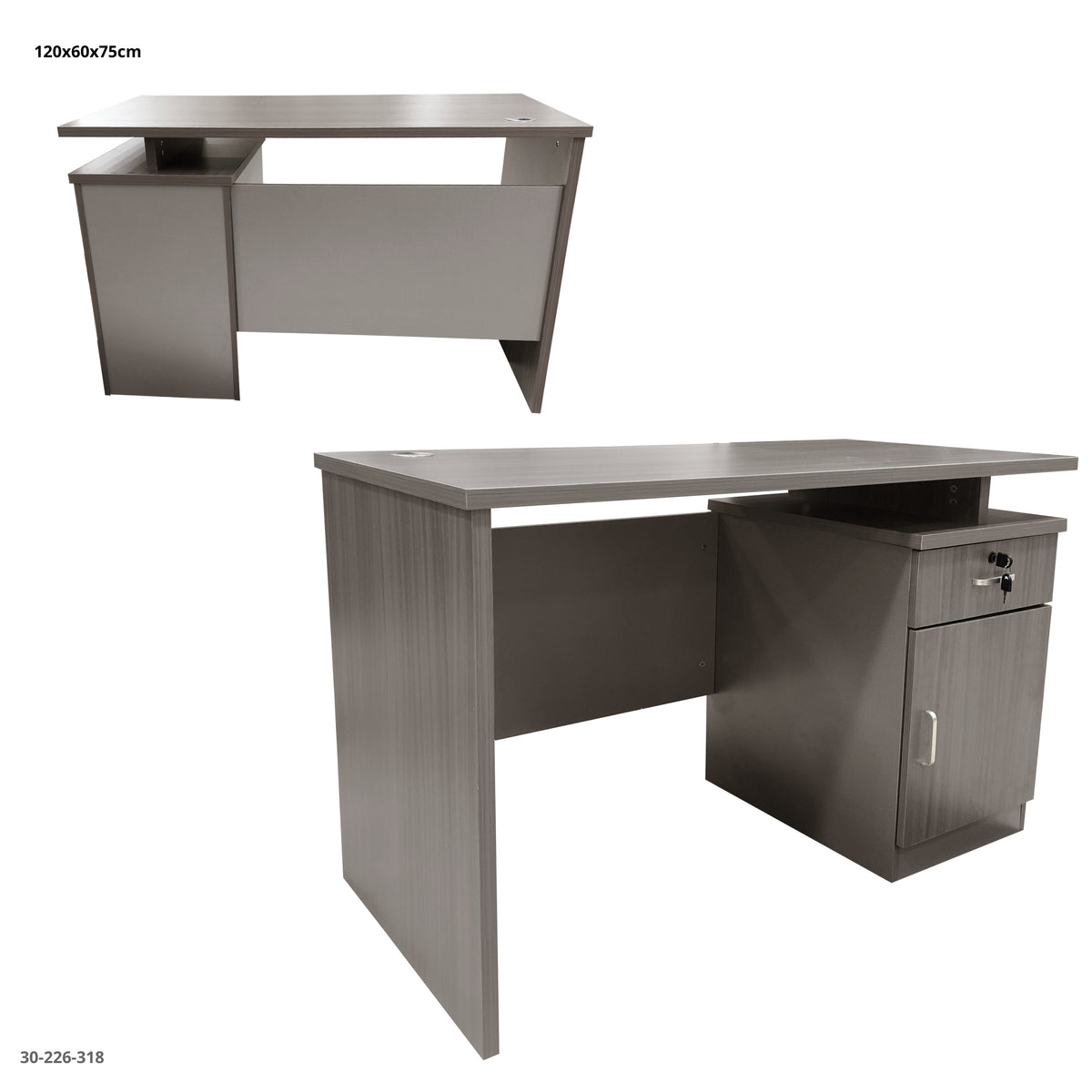 Escritorio de Oficina con Gabinete 1 Gaveta 120x60x75 cm Gris Claro - Ref. 30-226-318