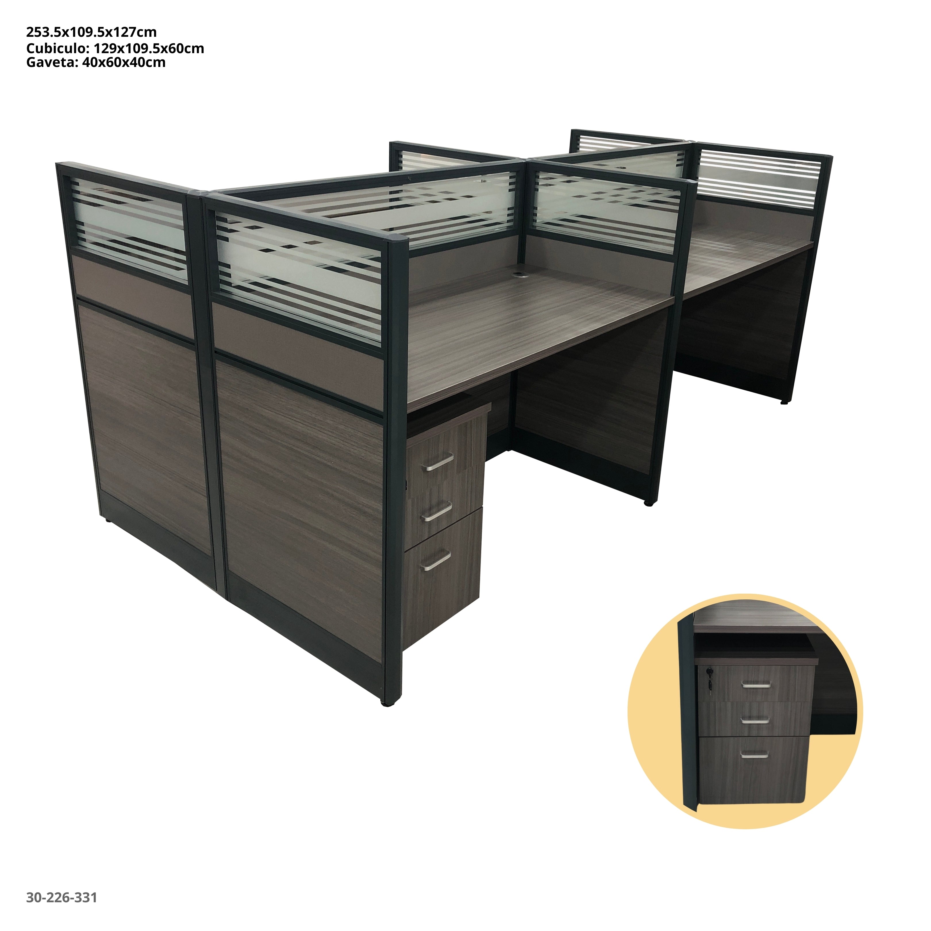 ESTACION DE TRABAJO 4 PUESTOS  CON 4 GABINETE