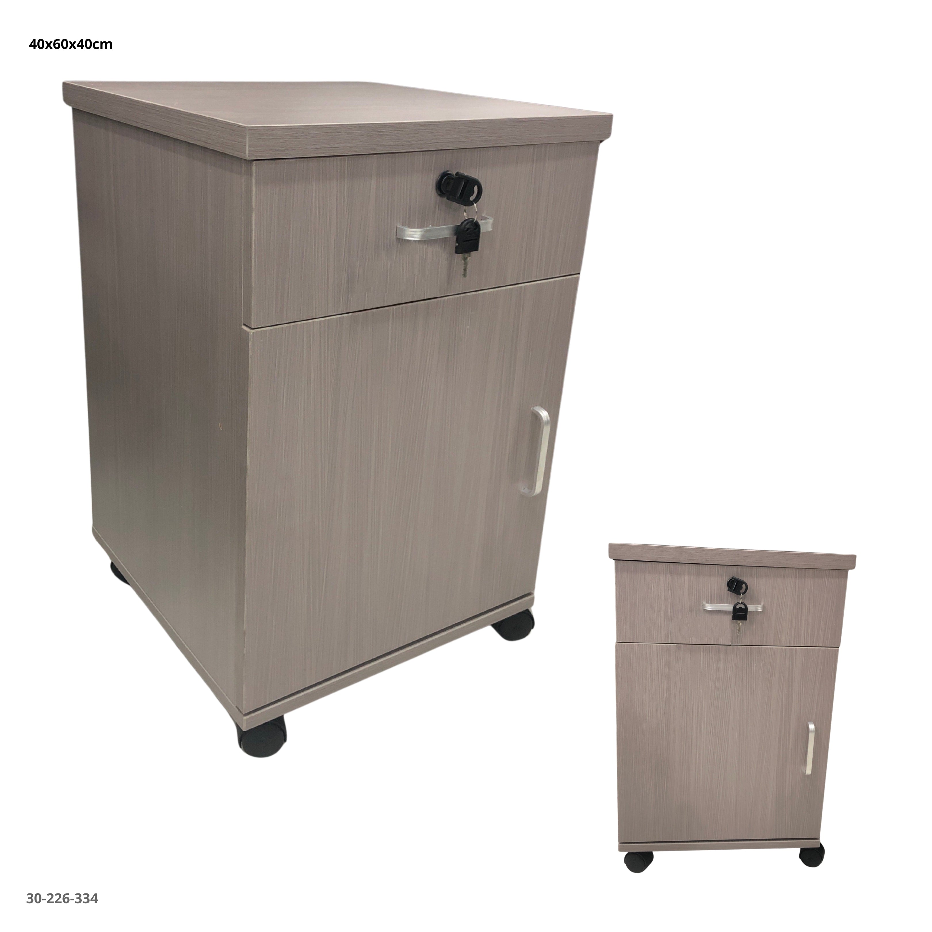 Gabinete de Oficina Gris con Ruedas 40x60x40 cm - Ref. 30-226-334