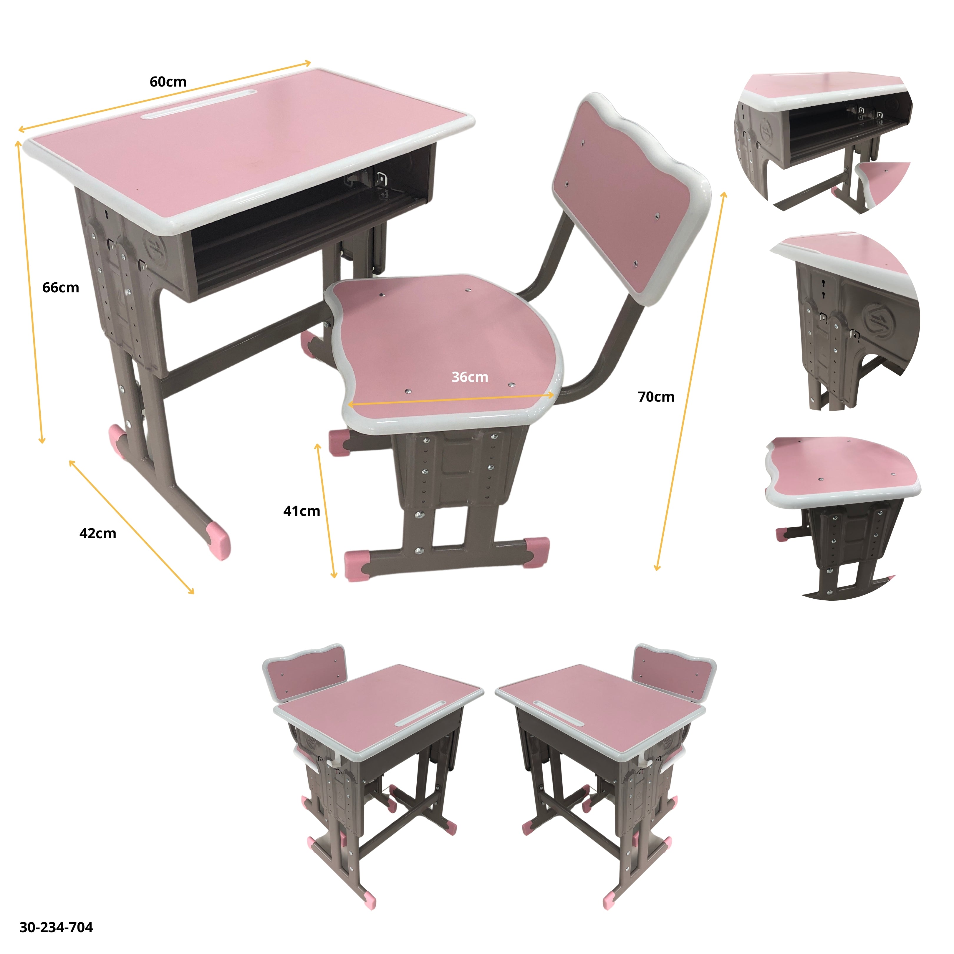 JUEGO DE 2 MESAS  ESCOLAR/SILLA  ROSA