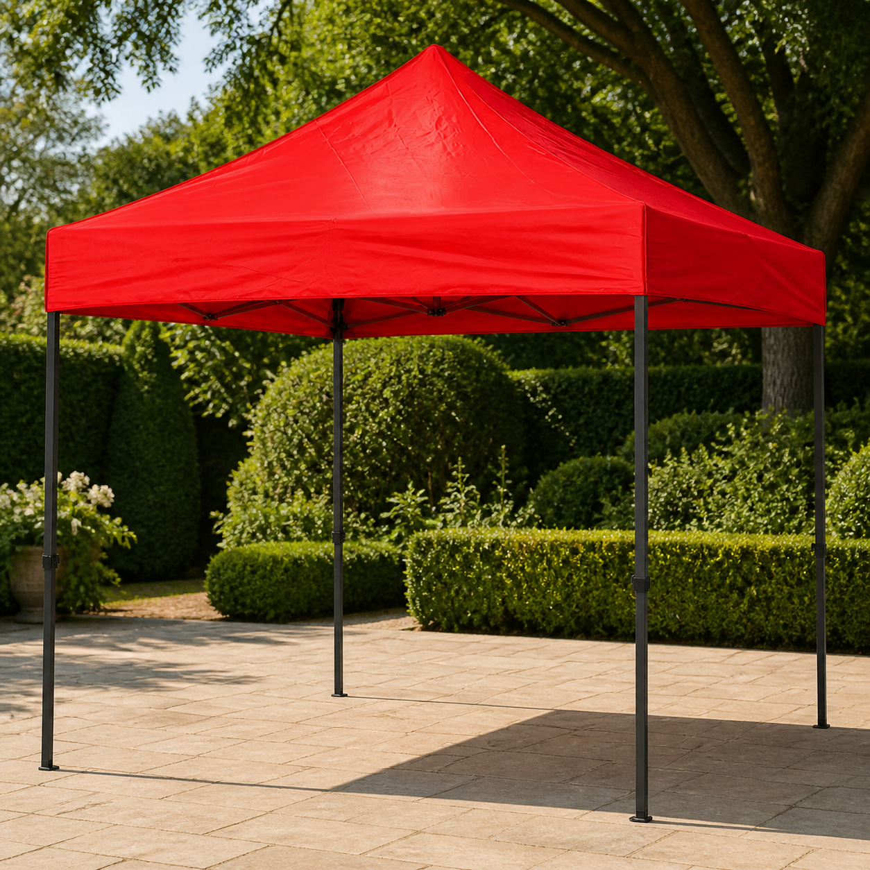 Lona 420D Roja 3MX3M en ambiente exterior