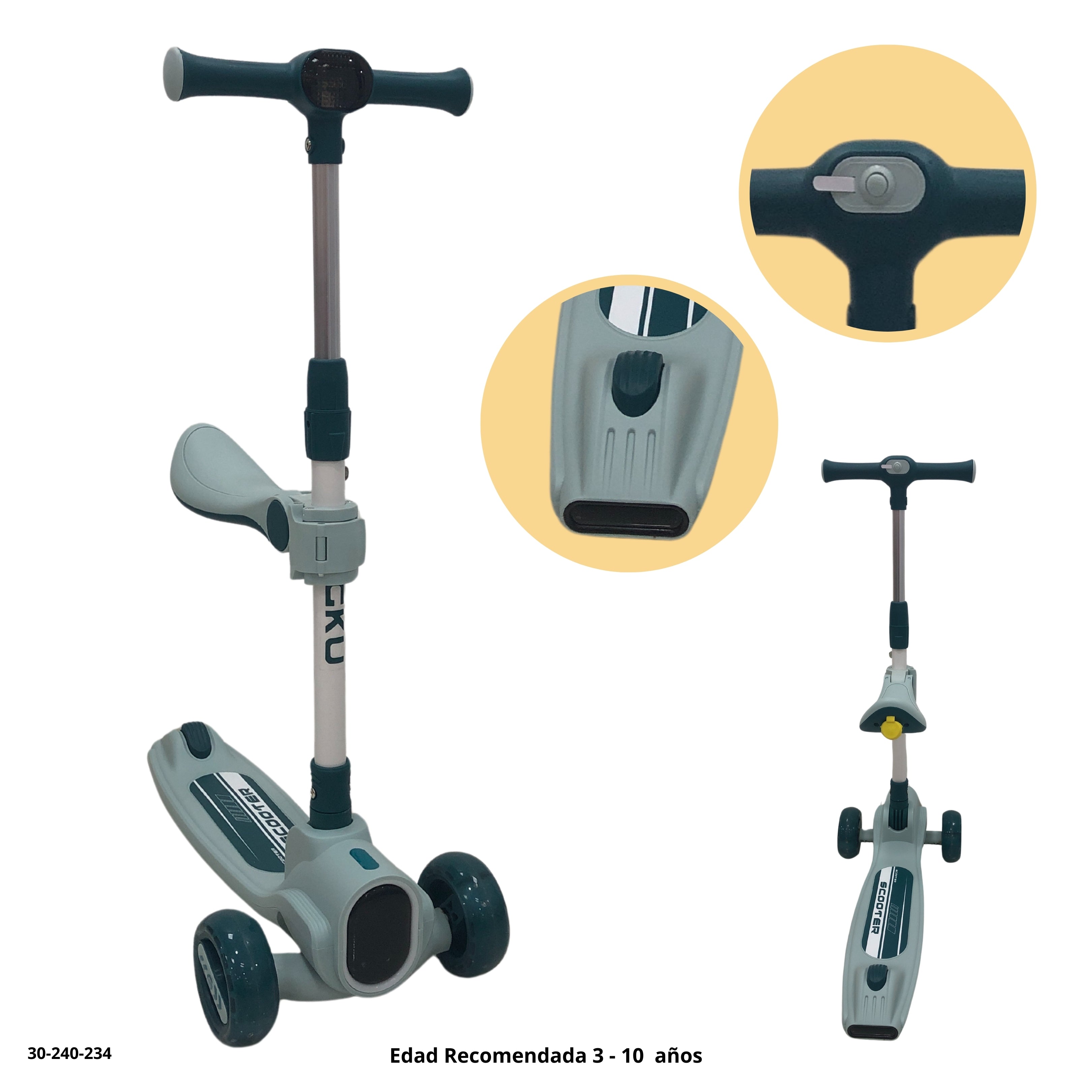 SCOOTER CON LUCES DE  NIÑOS CON ASIENTO