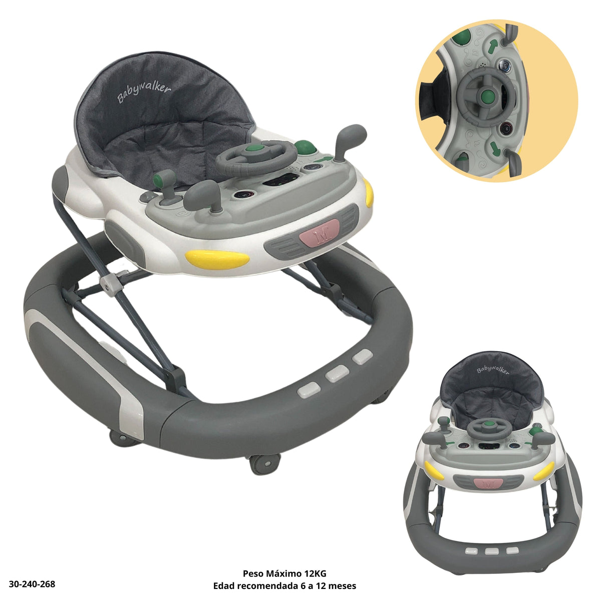 Andadera plegable para bebé Babywalker color gris (30-240-268)