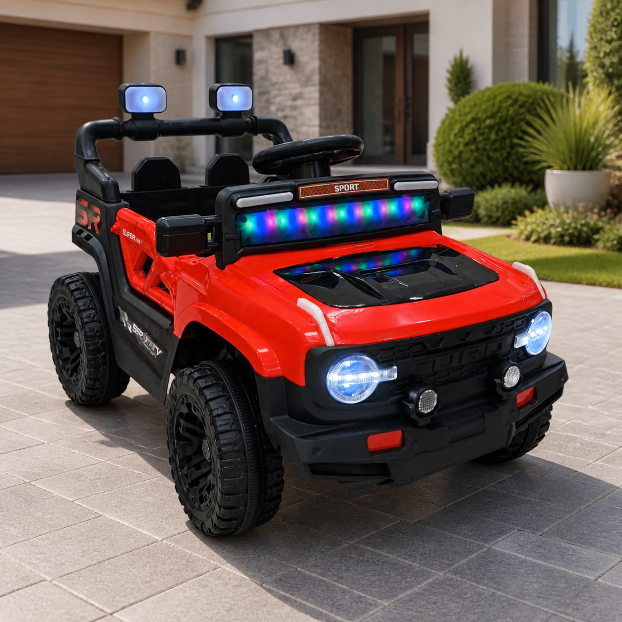 Carro Eléctrico Montable Jeep Sport Sr Super V8 para Niños en ambiente exterior