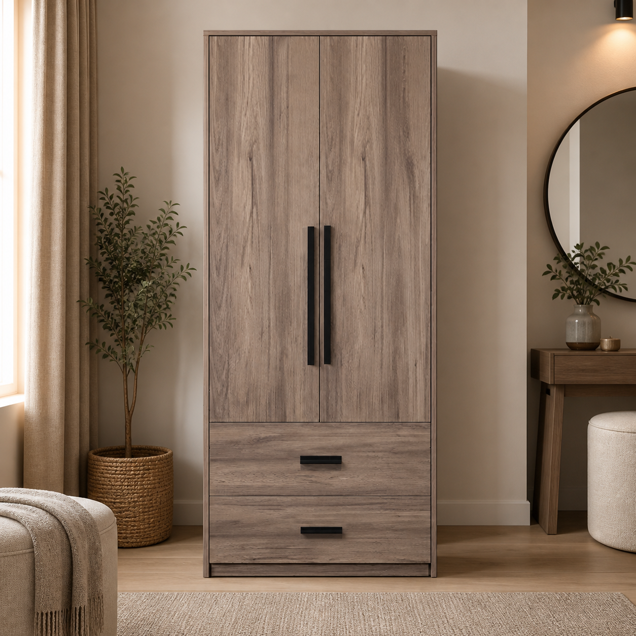 Armario Marron 80*52*195CM WB02G en ambiente