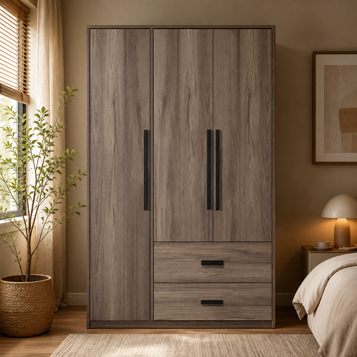 Armario Color Teca 120*52*195CM WB03G en ambiente