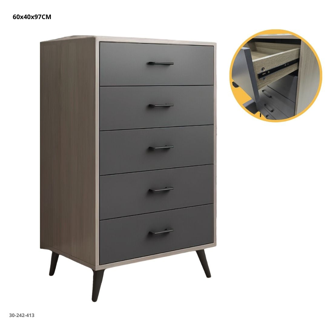 GAVETERO GRIS OAK 5GAVETAS 60*40*97CM DM25