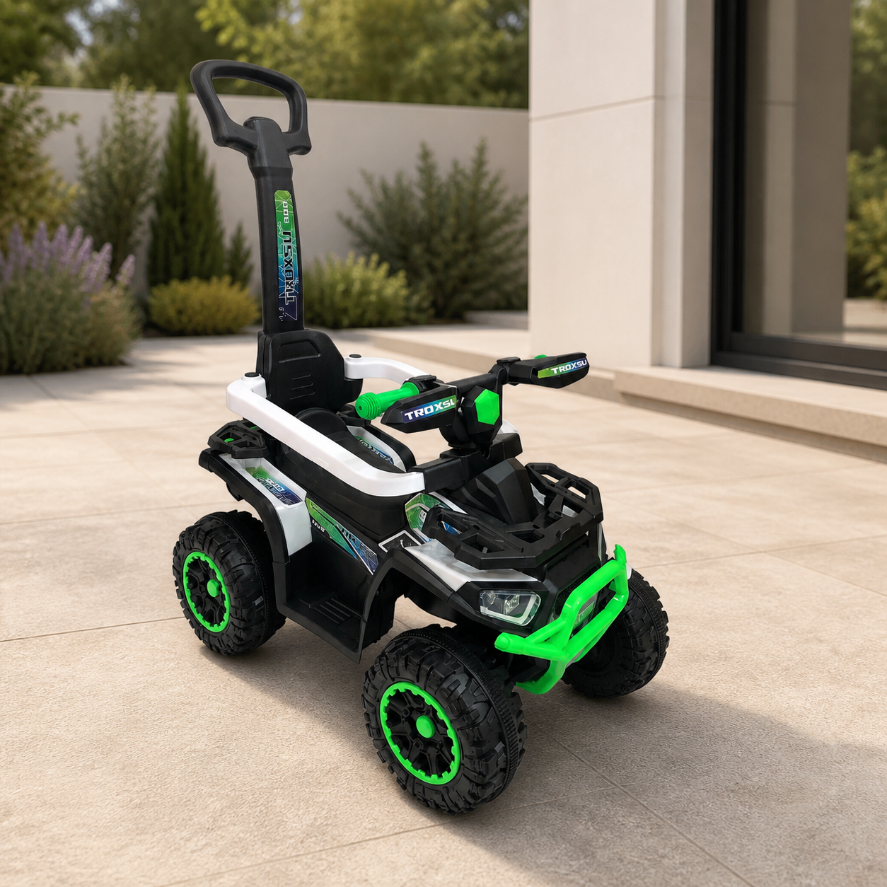 Moto Verde para Niños en ambiente exterior