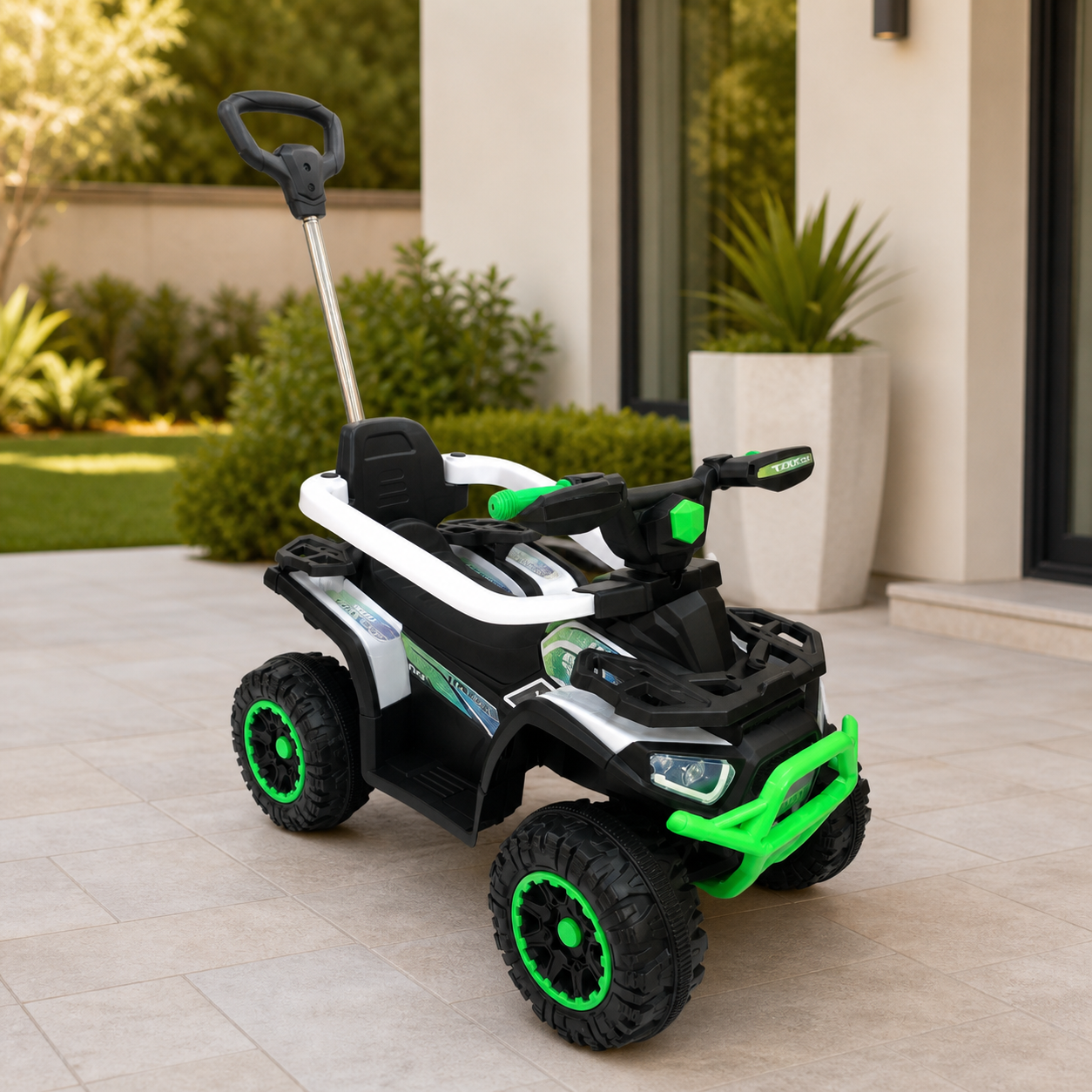 Moto Verde para Niños Giratorio en ambiente exterior