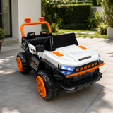 Carro blanco para niños ambientado en patio