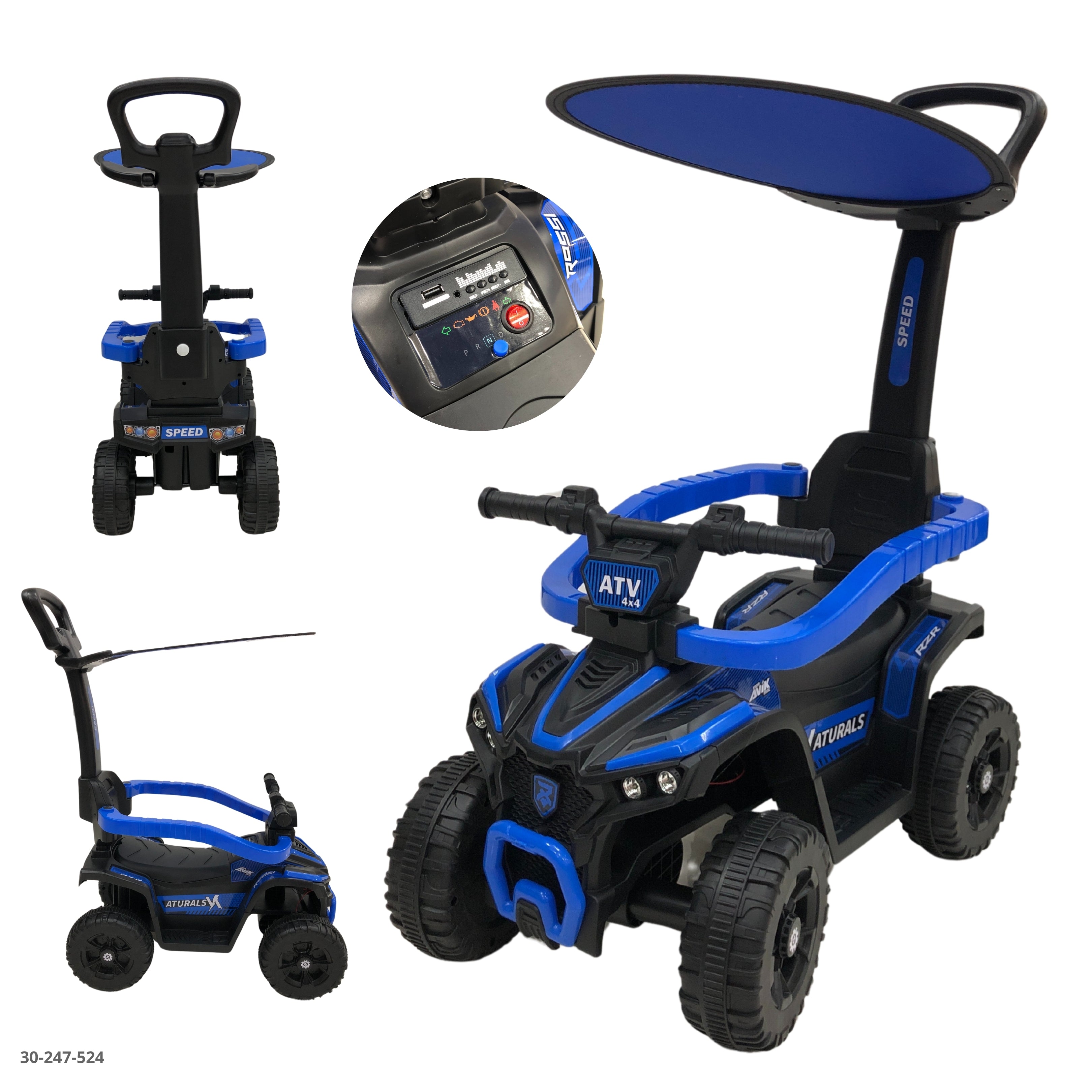 MOTO AZUL CON TECHO PARA NIÑOS