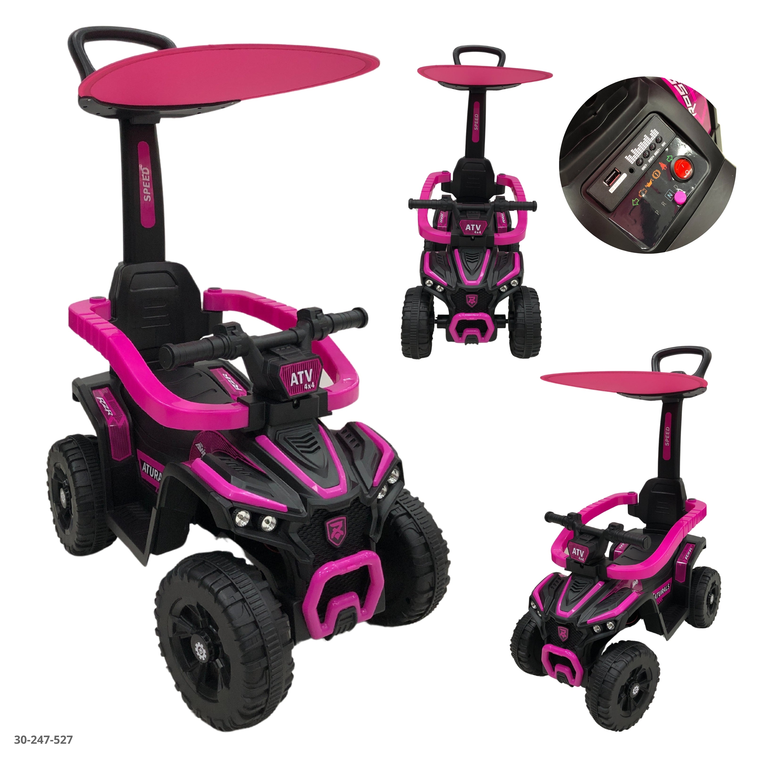 MOTO FUCSIA CON TECHO PARA NIÑAS