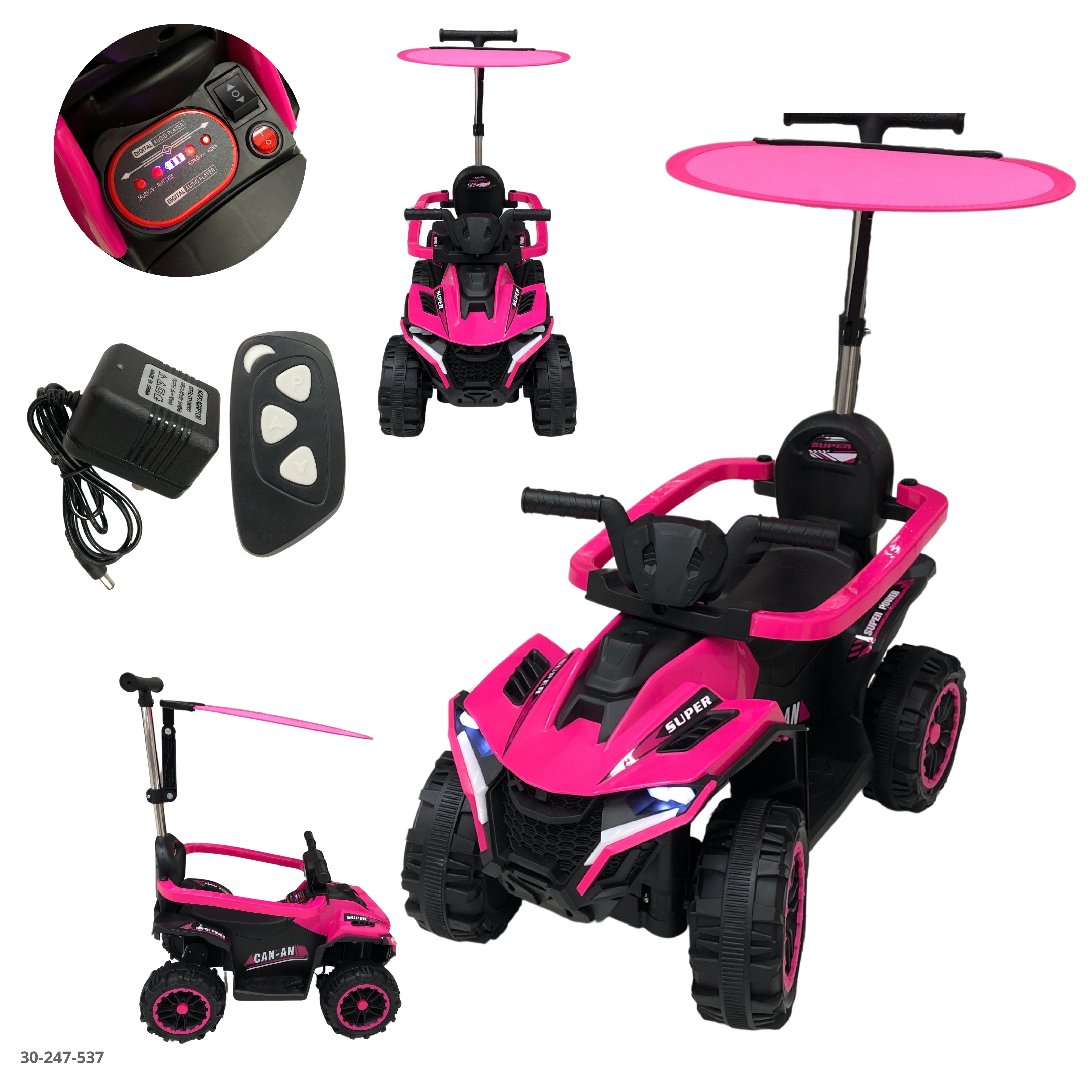 MOTO FUCSIA  CON TECHO PARA NIÑAS