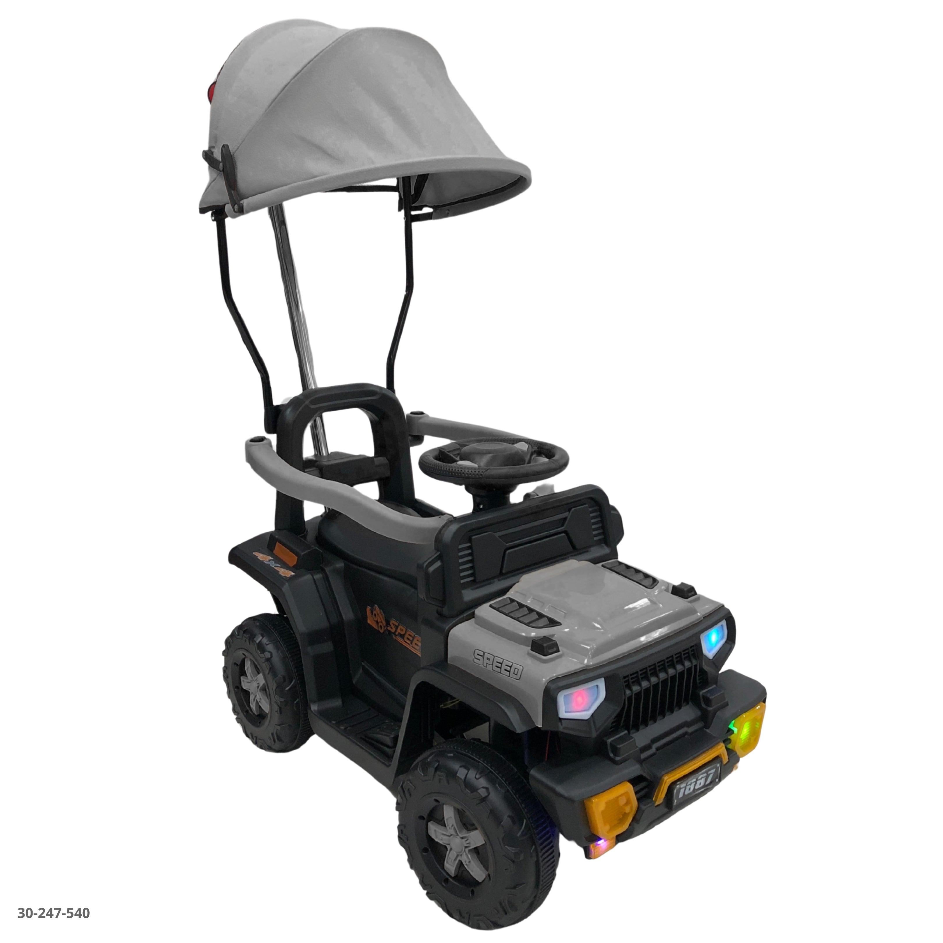 Carro tipo Jeep gris con techo para niños 30-247-540