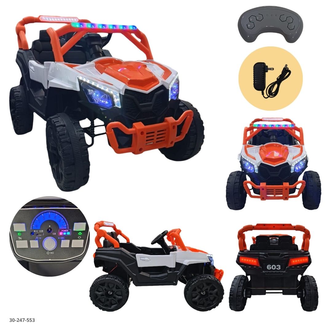Buggy Todoterreno Eléctrico para Niños con Barra Antivuelco Naranja - Ref. 30-247-553