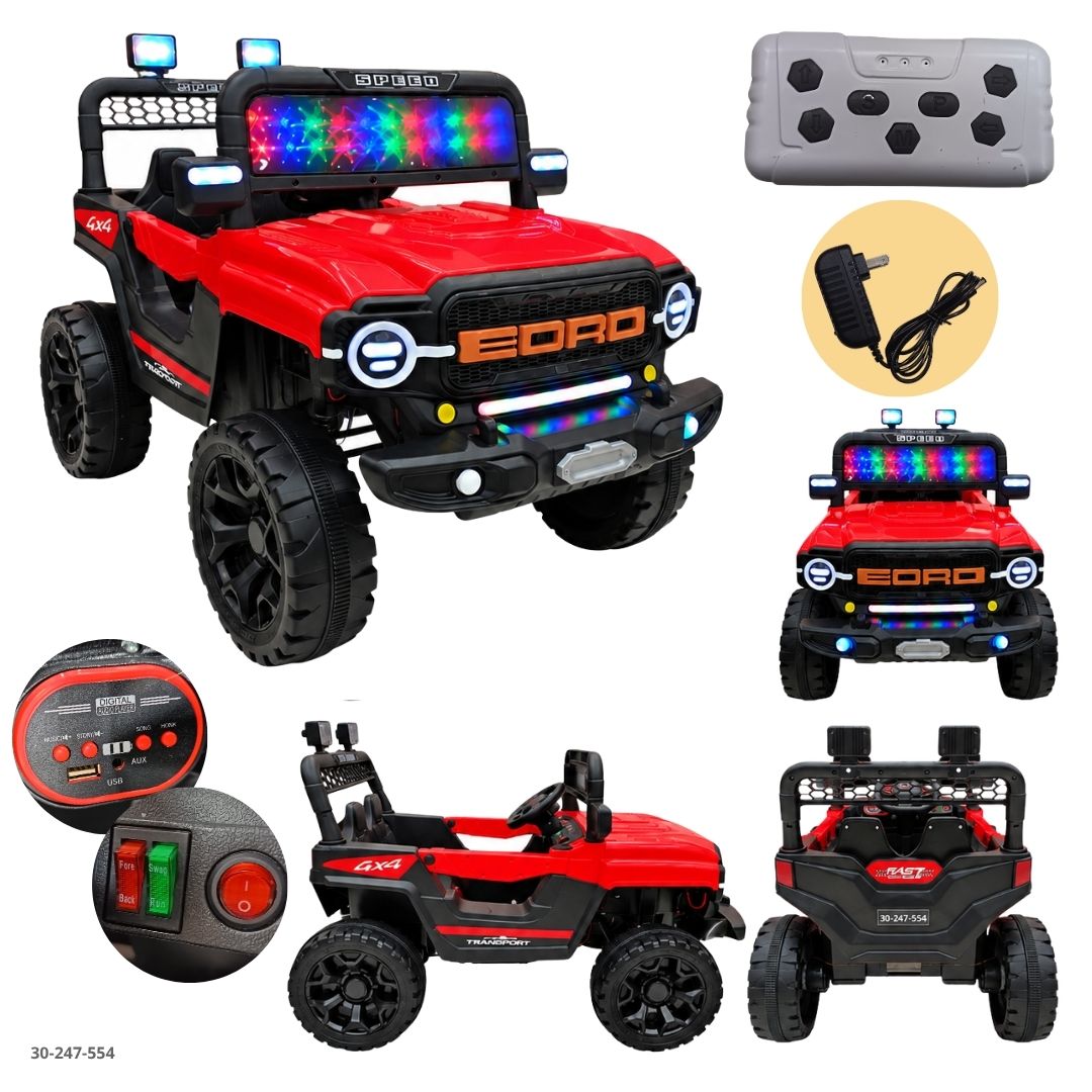 Jeep Eléctrico para Niños con Parrilla Iluminada EDRD Rojo - Ref. 30-247-554