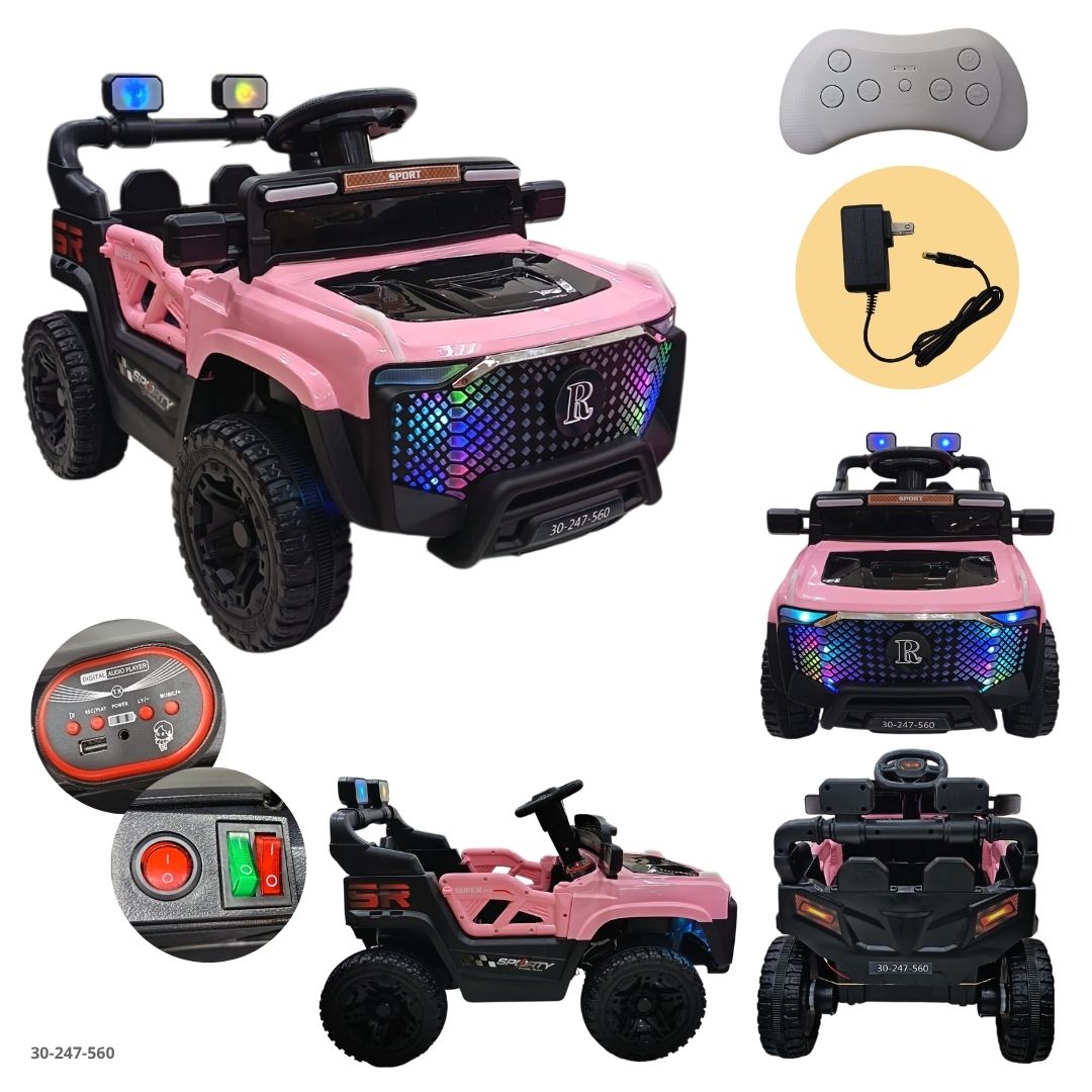 Buggy UTV Eléctrico para Niños con Panel de Luces LED Rosado - Ref. 30-247-560
