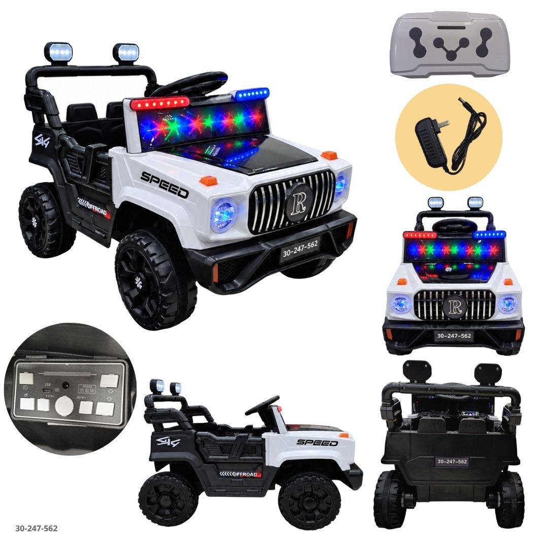 Jeep Eléctrico para Niños Speed con Parrilla Redonda Blanco - Ref. 30-247-562