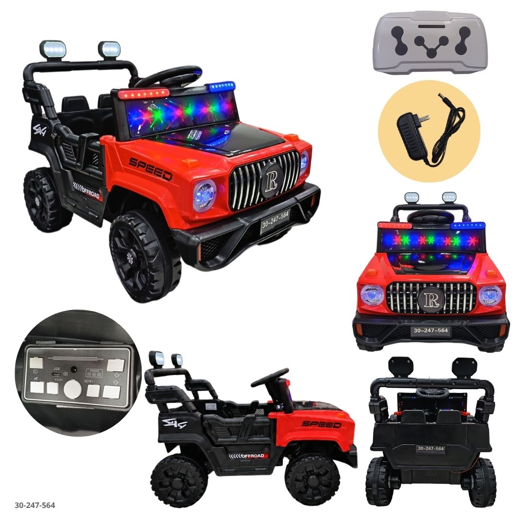 Jeep Eléctrico para Niños Speed con Parrilla Redonda Rojo - Ref. 30-247-564