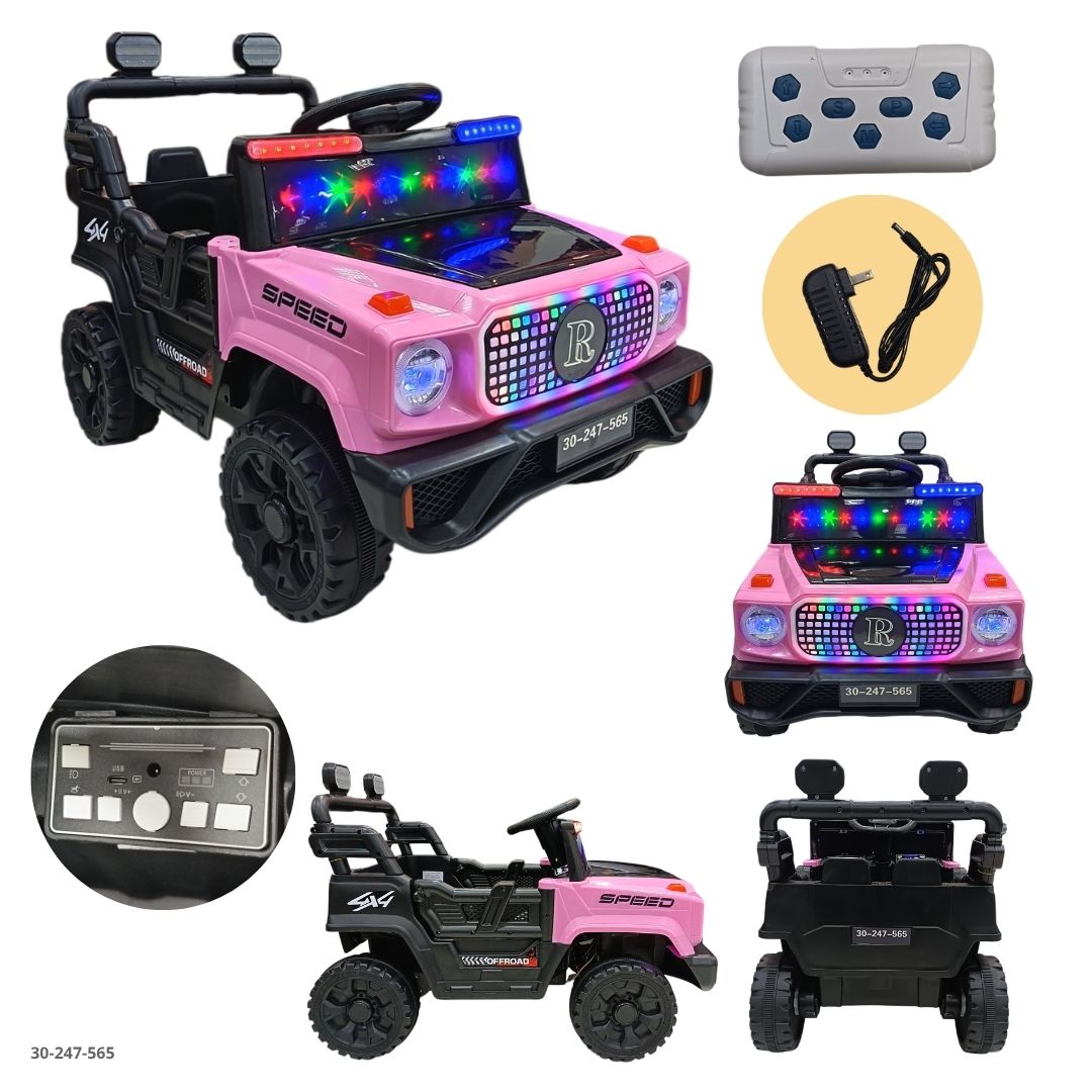 Jeep Eléctrico para Niños Speed con Parrilla de Luces Rosado - Ref. 30-247-565