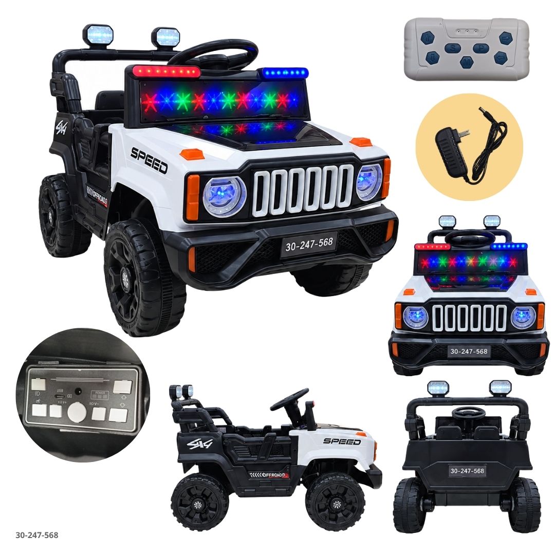 Jeep Eléctrico para Niños Speed con Parrilla de Barras Blanco - Ref. 30-247-568
