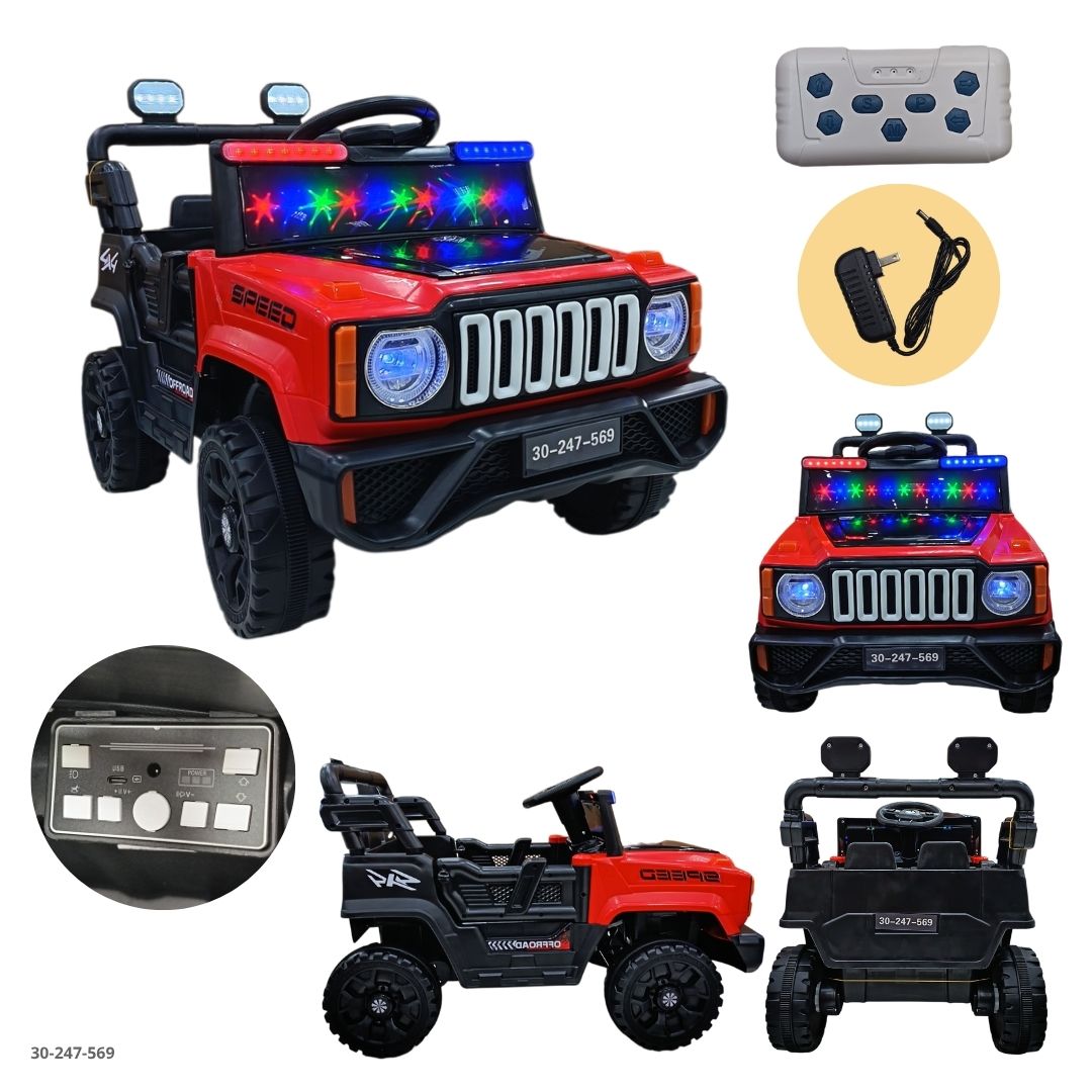 Jeep Eléctrico para Niños Speed con Parrilla de Barras Rojo - Ref. 30-247-569